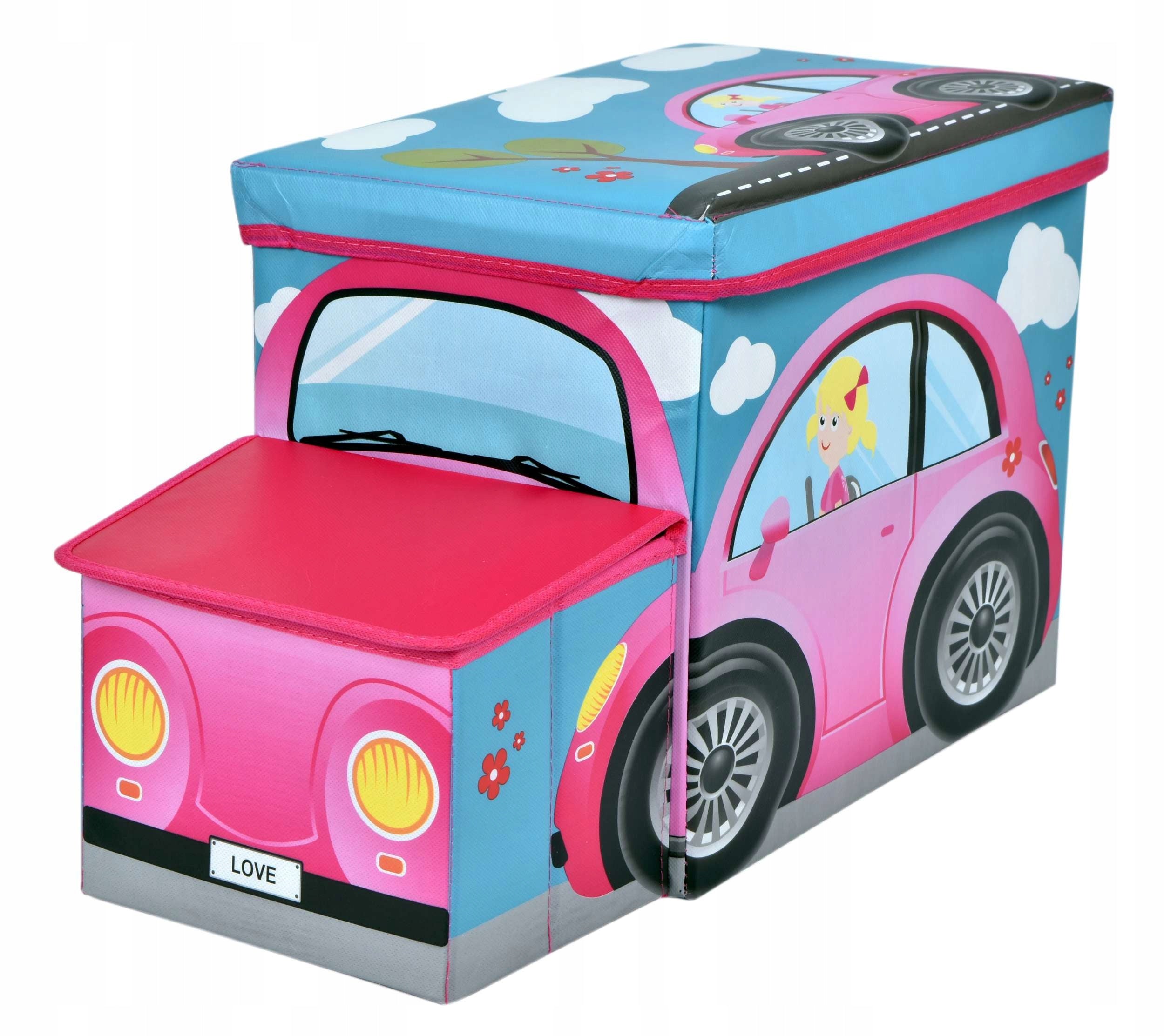 POUF SEAT TOY CONTAINER BLOCKS CAR BASKET AUTO TRUNK CHEST