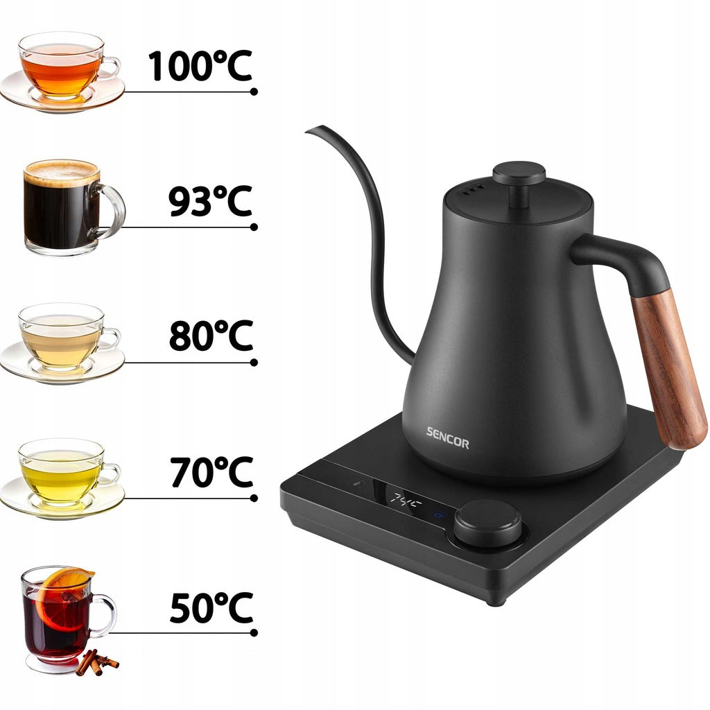 POUR OVER ELECTRIC KETTLE ADJUSTABLE FOR COFFEE SENCOR 1000W 0,6L WITH NECK Packaging status original
