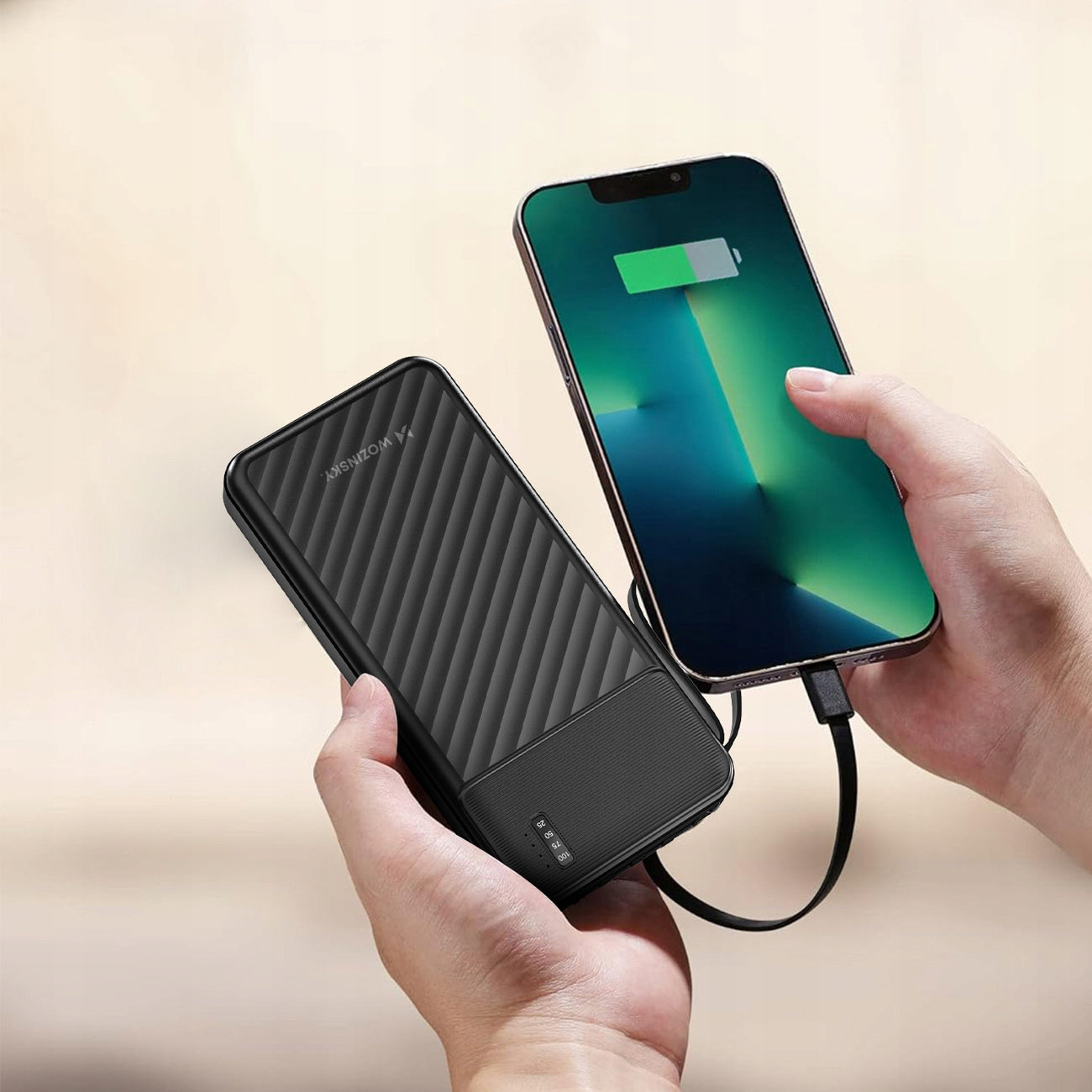 POWERBANK 10000mAh LIGHTWEIGHT TRAVEL FOR AIRPLANE BUILT-IN CABLE FLASHLIGHT Battery capacity 10000 mAh
