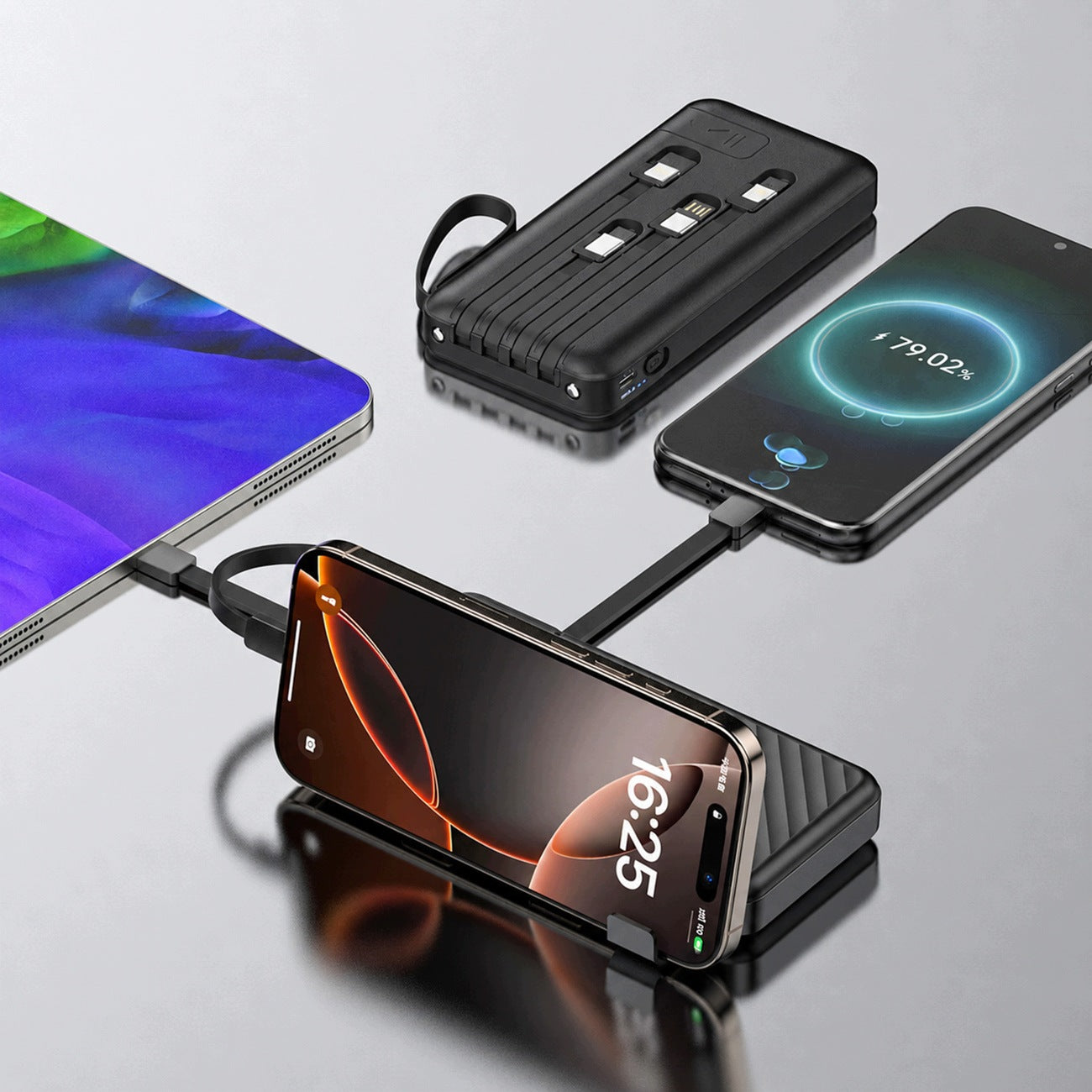 POWERBANK 10000mAh LIGHTWEIGHT TRAVEL FOR AIRPLANE BUILT-IN CABLE FLASHLIGHT Packaging status original
