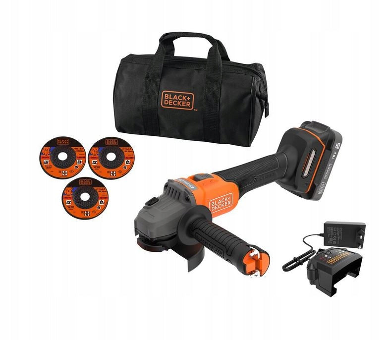 POWERCONNECT 18V Cordless Angle Grinder Black+Decker BCG6L8D1S-QW