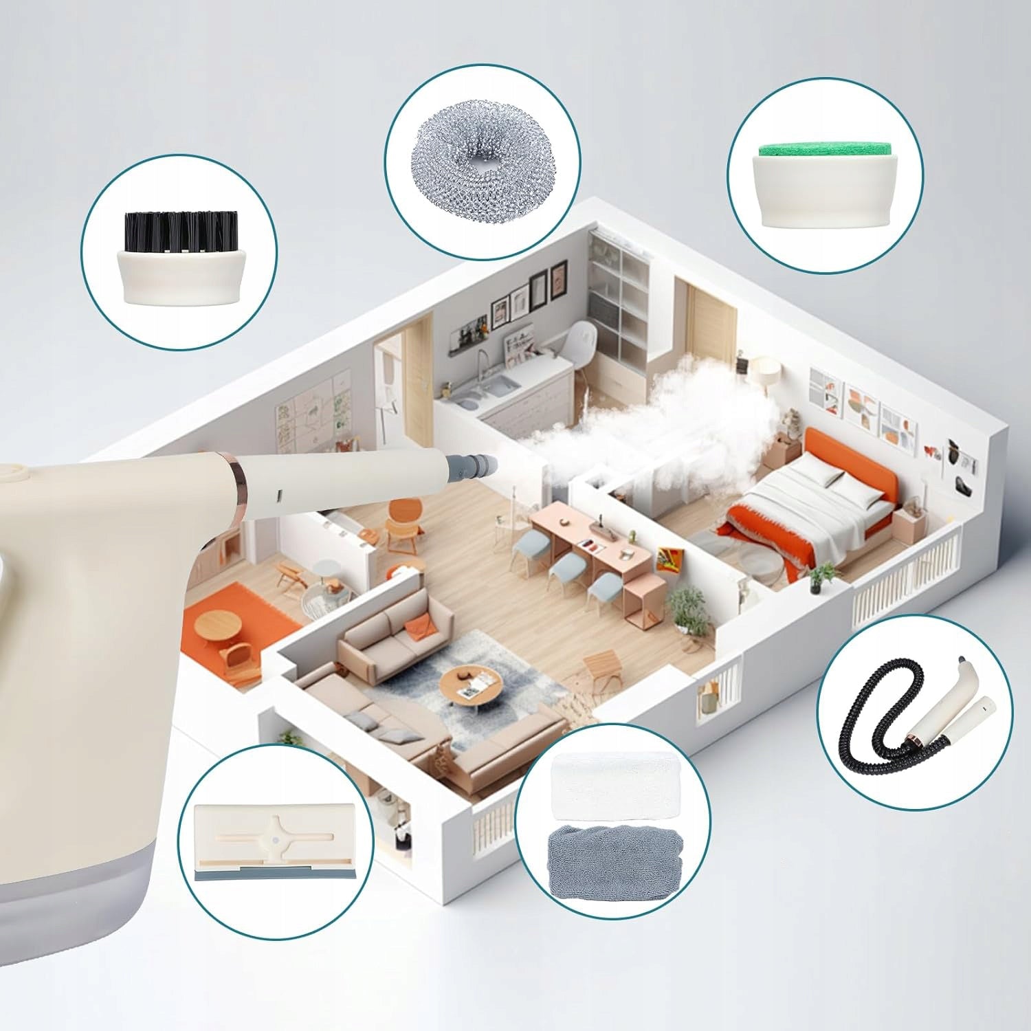 POWERFUL 1200W HAND STEAM CLEANER FOR CLEANING UPHOLSTERY WINDOWS Maximum steam pressure 1 bar