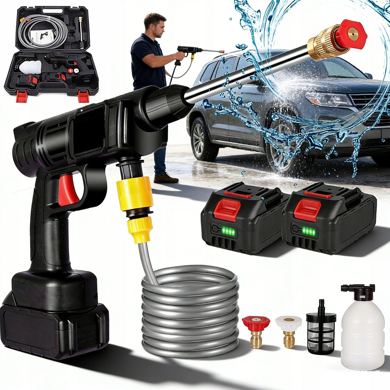 POWERFUL 88VF 2X BATTERY PRESSURE WASHER FOAMER CASE