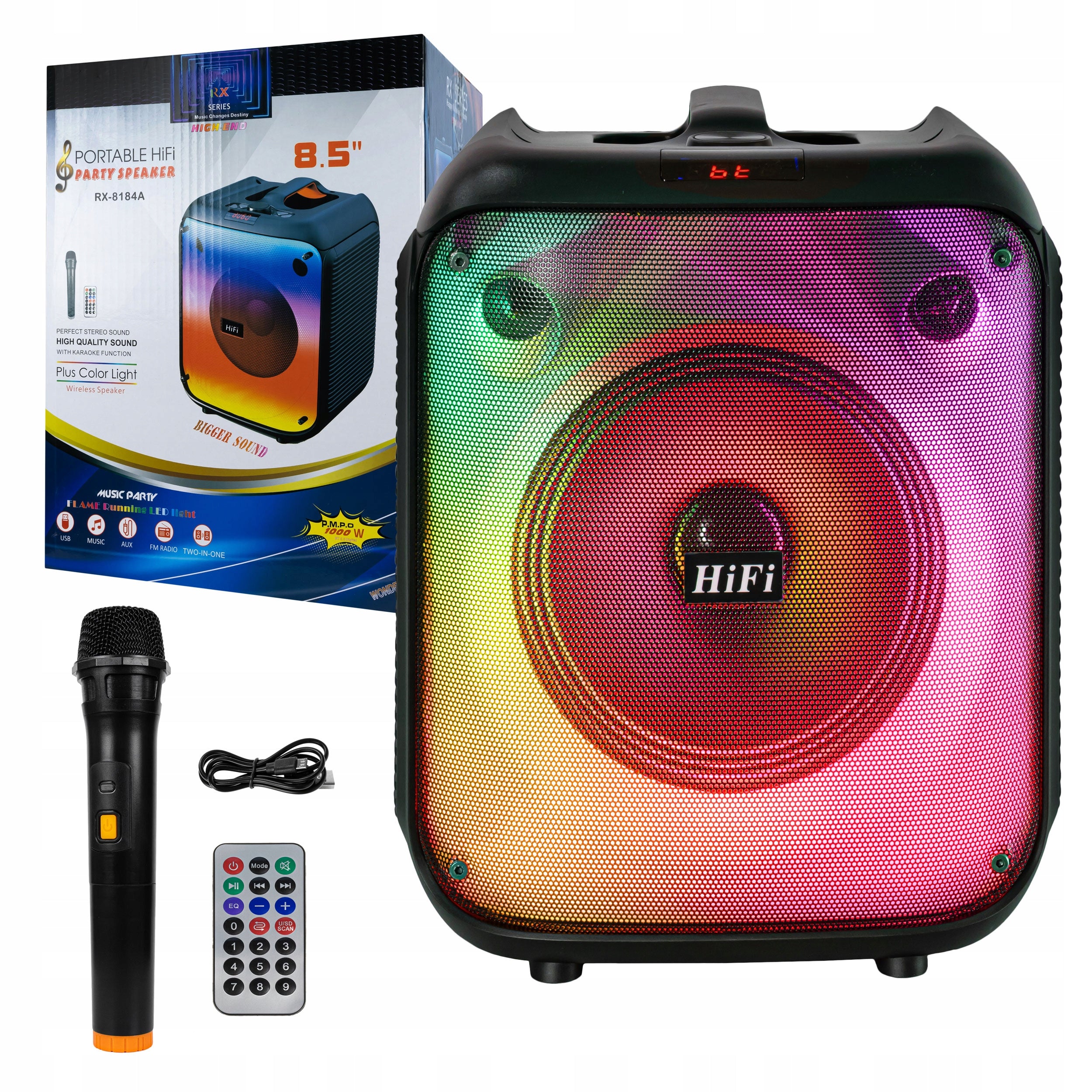 POWERFUL BLUETOOTH BOOMBOX SPEAKER USB SD AUX RADIO MICROPHONE PORTABLE KARAOKE