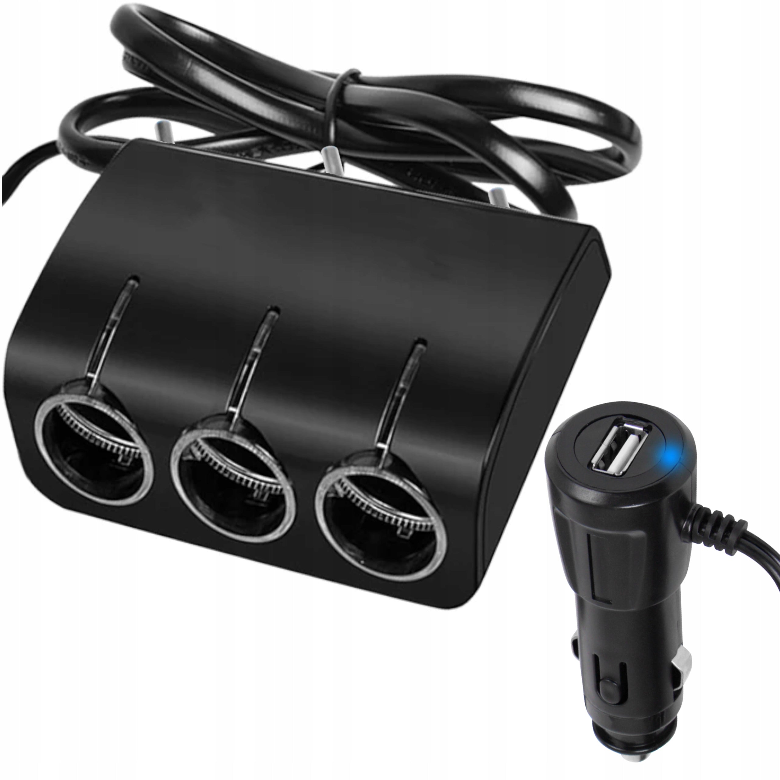 POWERFUL CAR CIGARETTE LIGHTER SOCKET SPLITTER 12V 24V 3 SOCKETS 1x USB