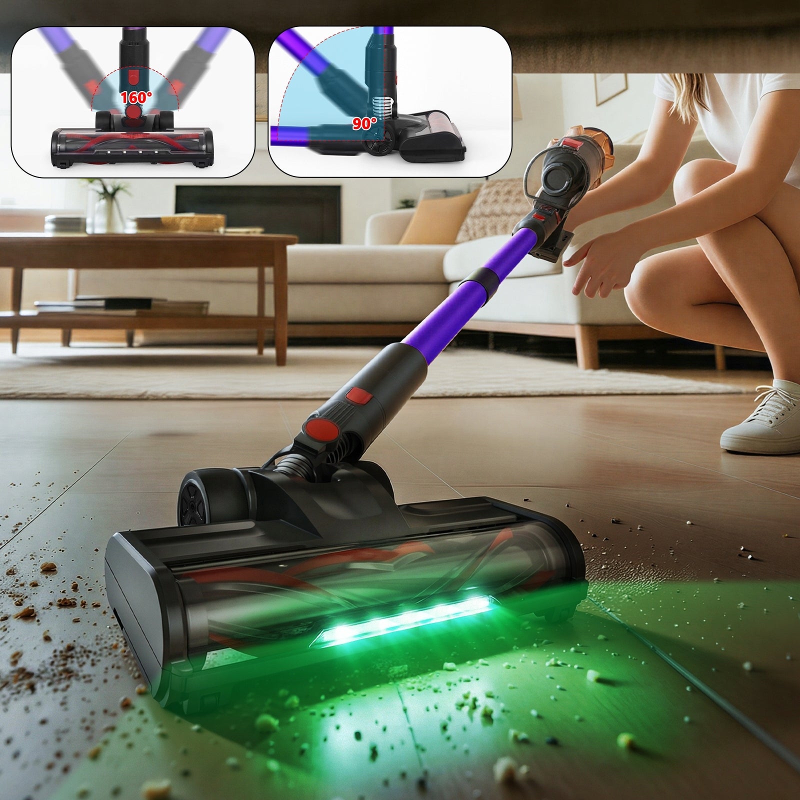 POWERFUL CORDLESS UPRIGHT VACUUM CLEANER 550W BLOSSOM V18 LED BACKLIGHT Dust container volume 1.5 l