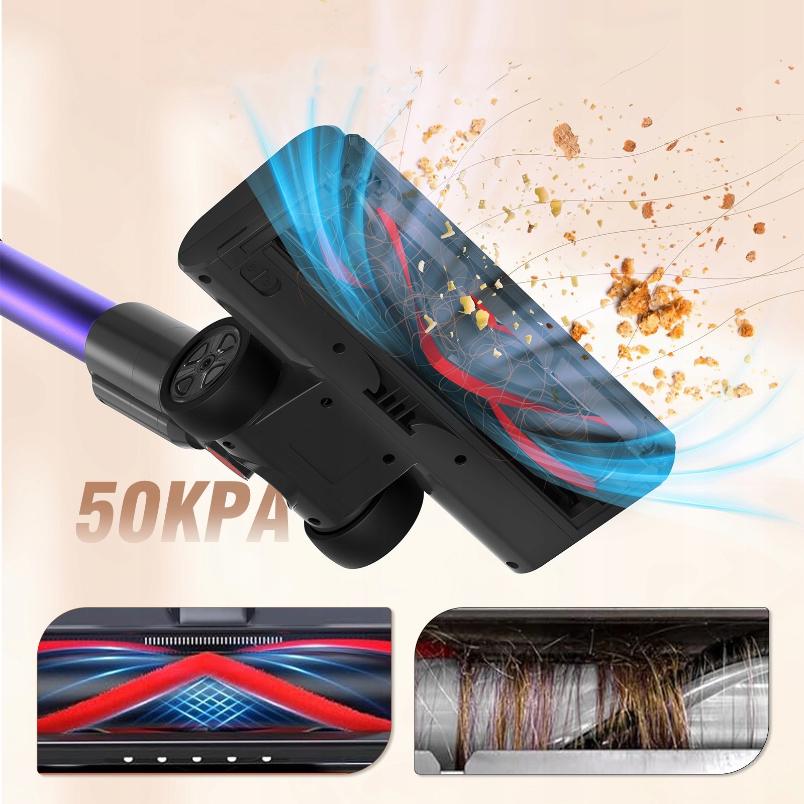 POWERFUL CORDLESS UPRIGHT VACUUM CLEANER 550W BLOSSOM V18 LED BACKLIGHT Power supply rechargeable battery