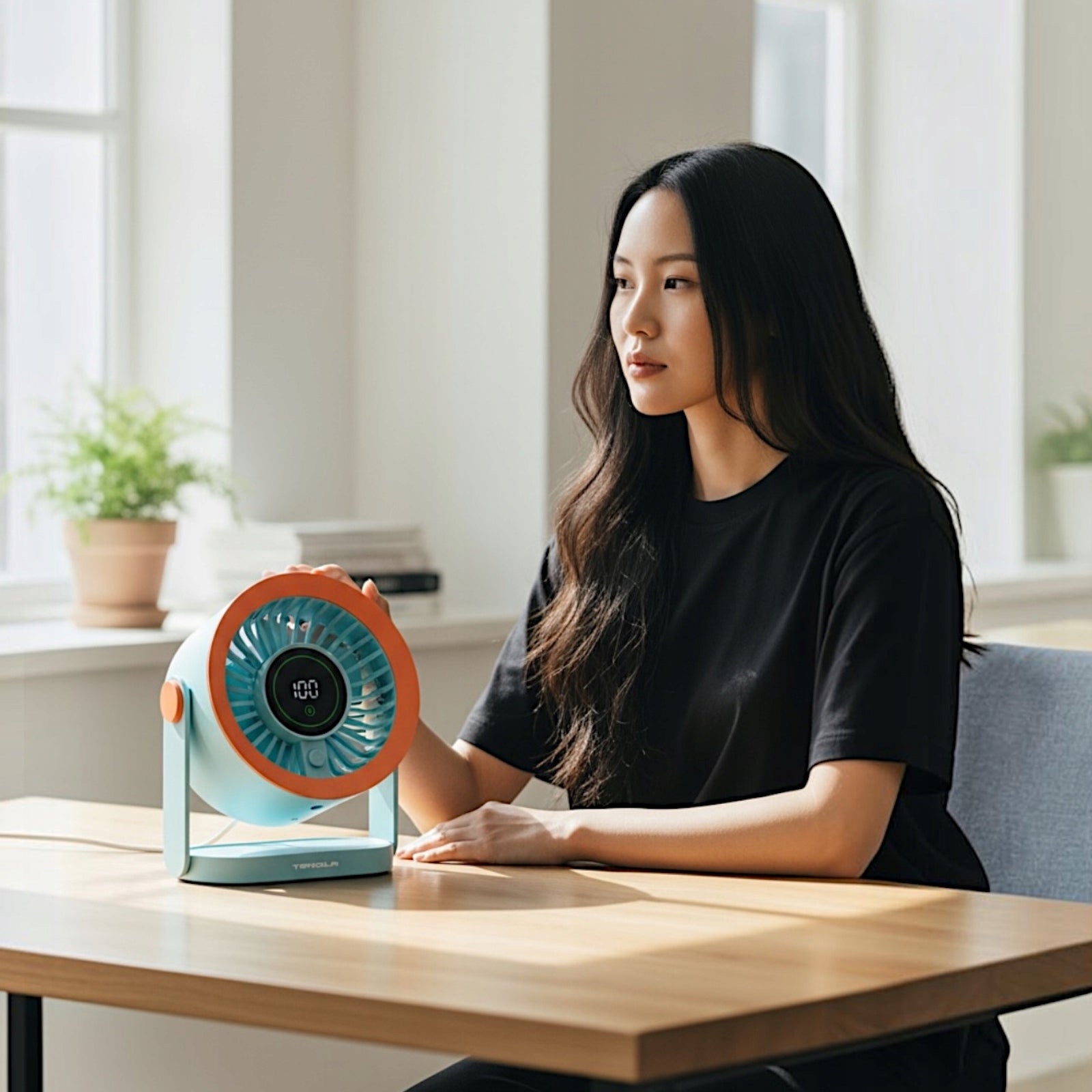 POWERFUL DESK FAN HOME MINI TABLE FAN QUIET LCD BLUE Brand no brand