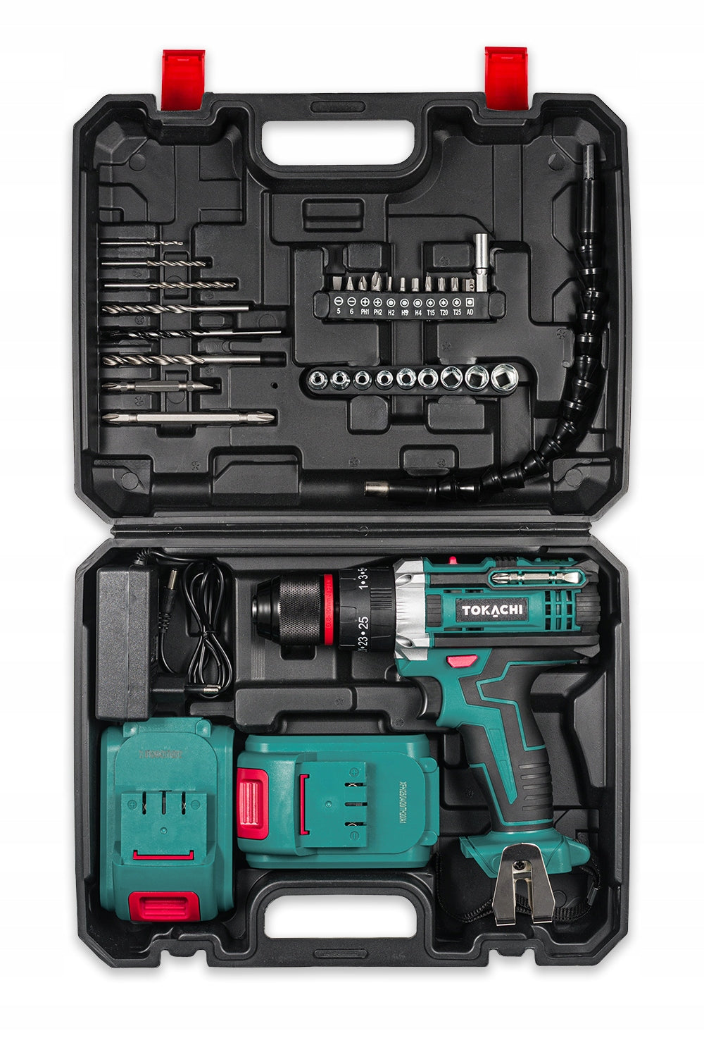 POWERFUL DRILL CORDLESS IMPACT DRIVER 2xAKU DRILL 21V SUITCASE Power supply rechargeable battery