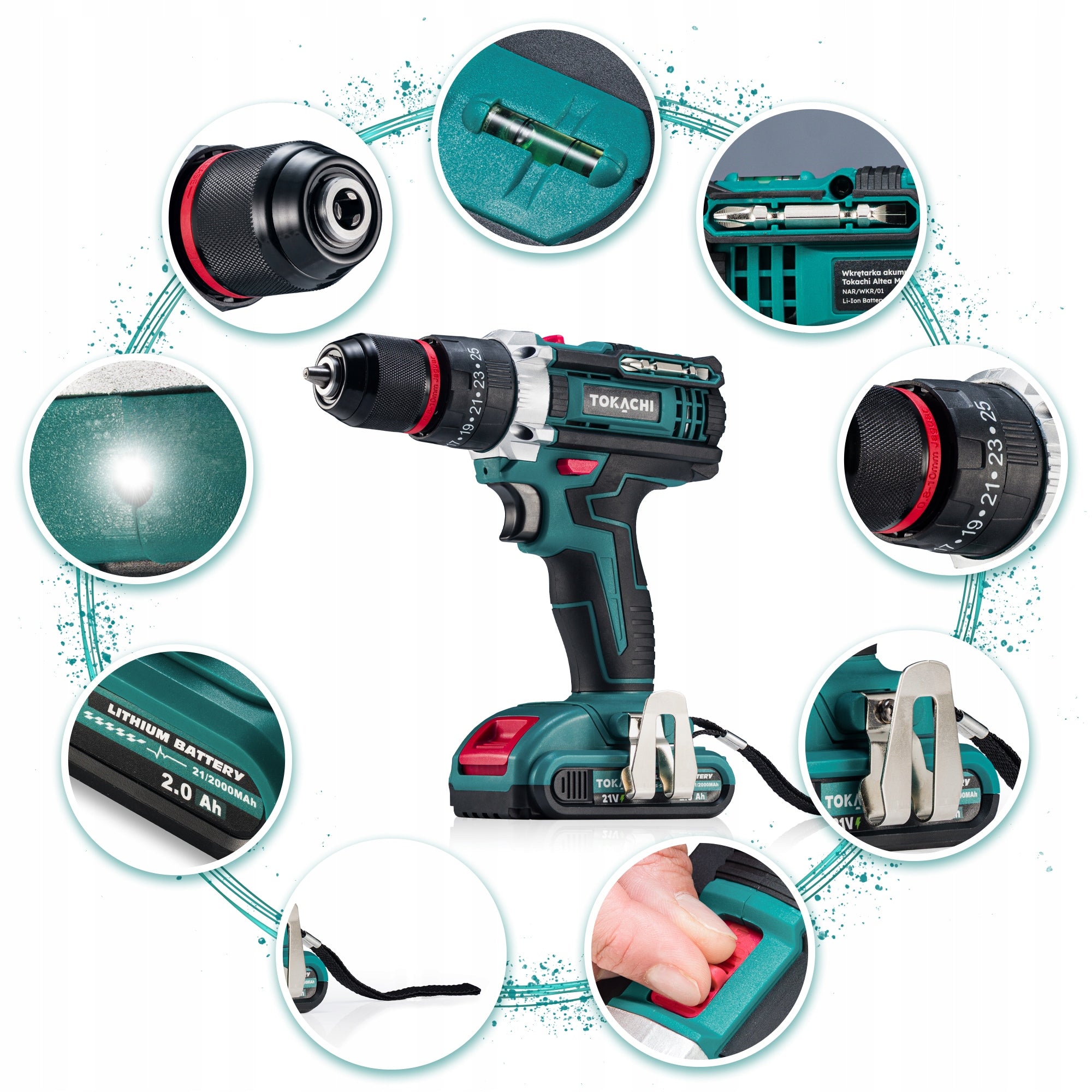 POWERFUL DRILL CORDLESS IMPACT DRIVER 2xAKU DRILL 21V SUITCASE Series Tokachi