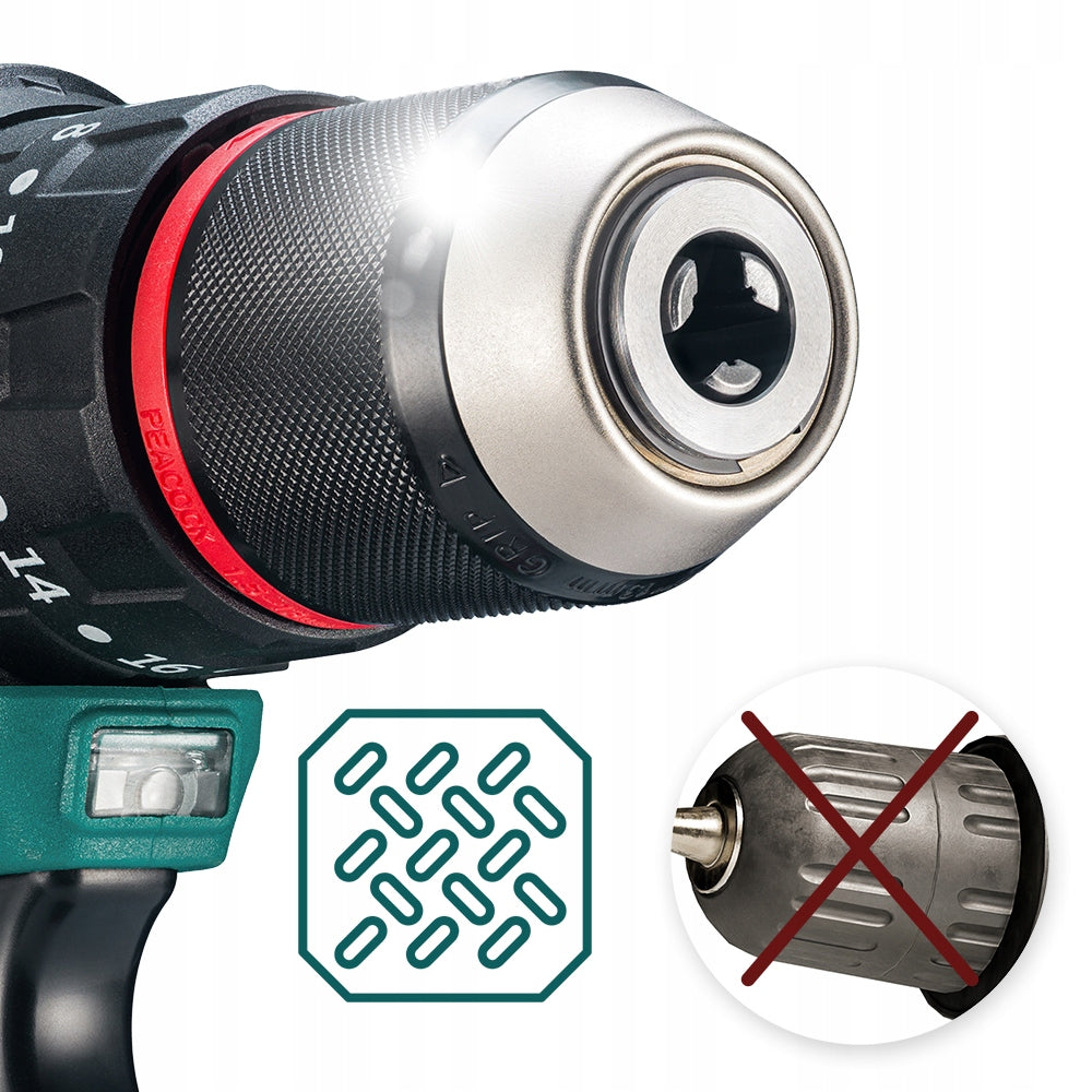 POWERFUL DRILL CORDLESS IMPACT DRIVER BRUSHLESS PRO 2xAKU 21V Power supply rechargeable battery