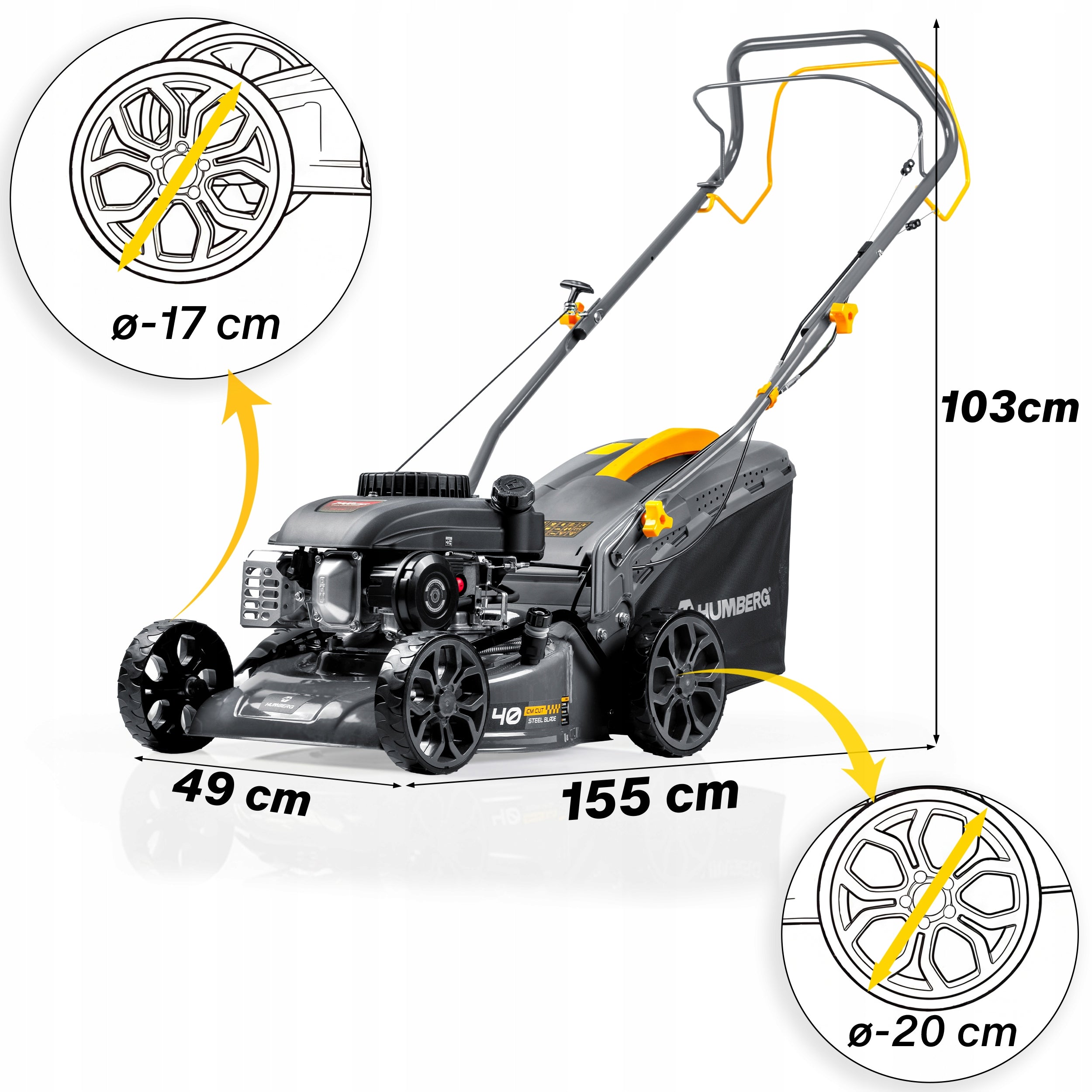 POWERFUL ECONOMICAL DIESEL MOWER WITH DRIVE 40cm 141cc + OILS + BLADE Model HM-600