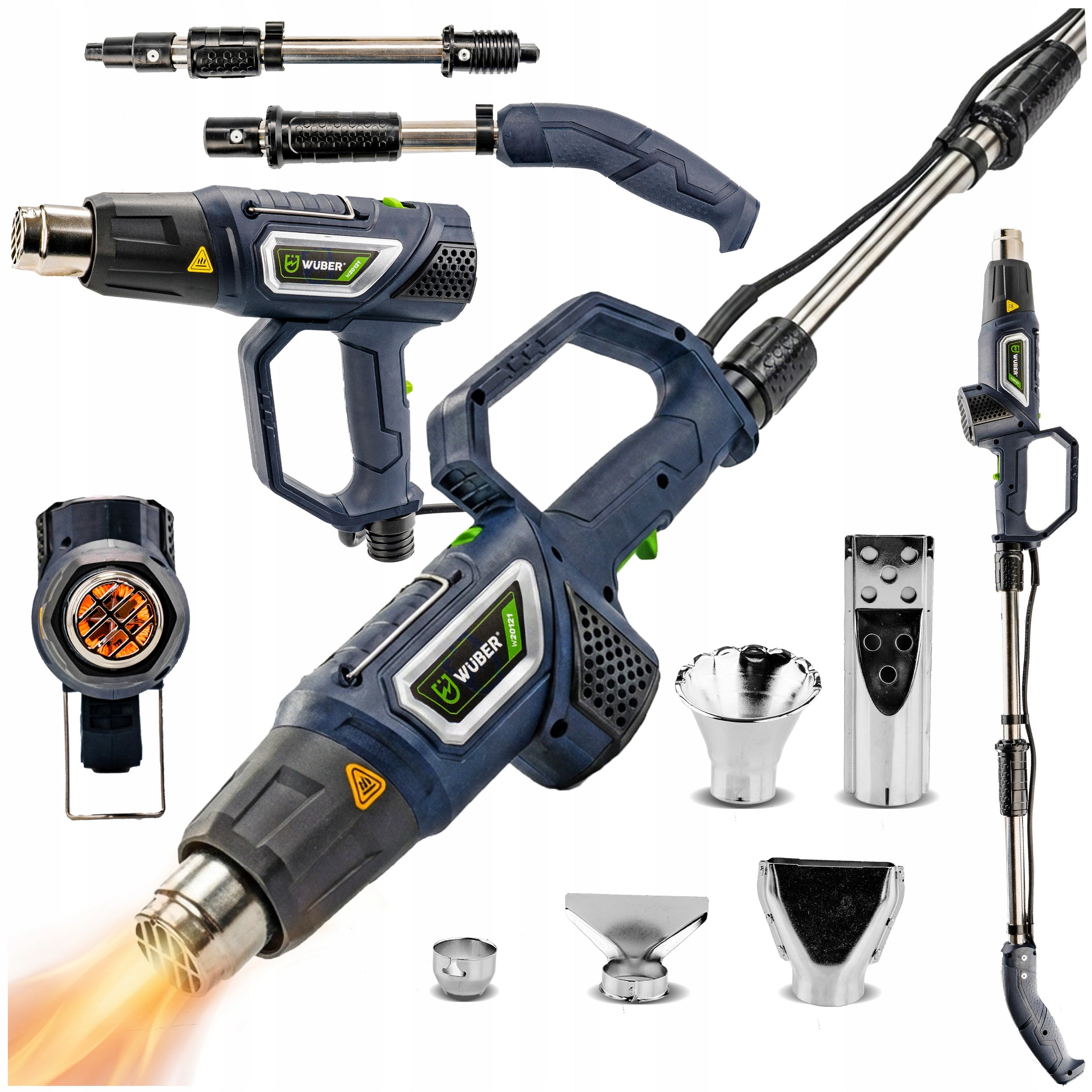 POWERFUL ELECTRIC HEAT GUN 3IN1 2KW ON BOOM WITH ADJUSTABLE 3 GEARS 5 NOZZLES