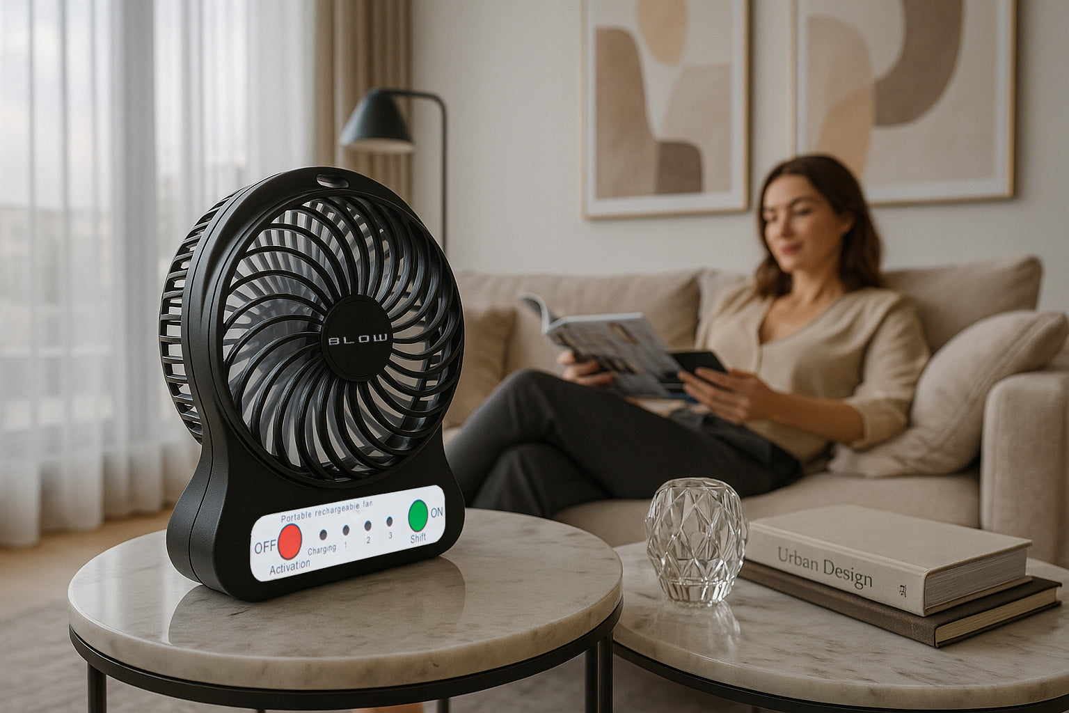 POWERFUL FAN MINI USB DESK STANDING FAN WITH RECHARGEABLE BATTERY Manufacturer code 85944