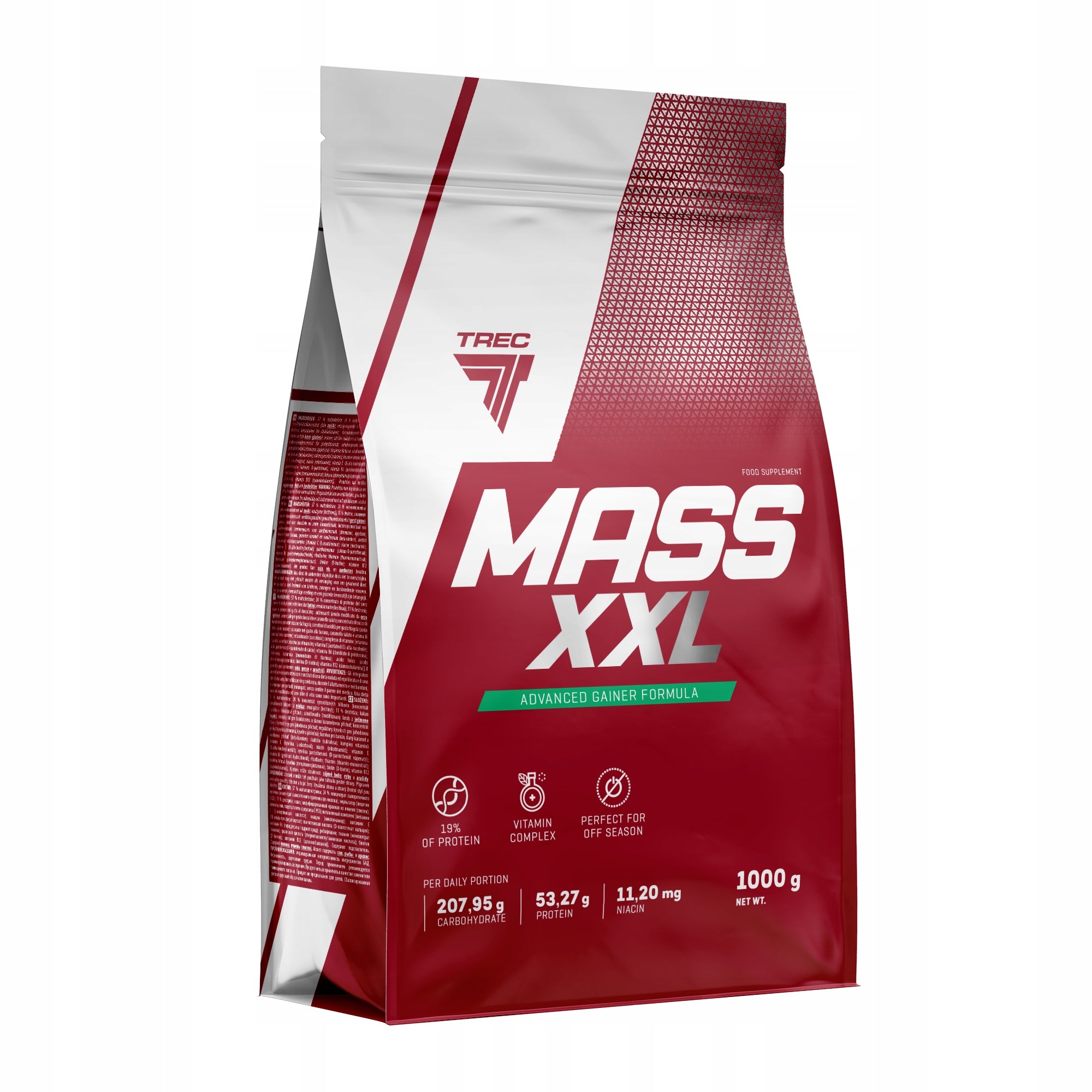 POWERFUL GAINER Trec Mass XXL 1000g Mega Mutant Mass CARBOHYDRATES PROTEIN 1kg EAN (GTIN) 5901828345524