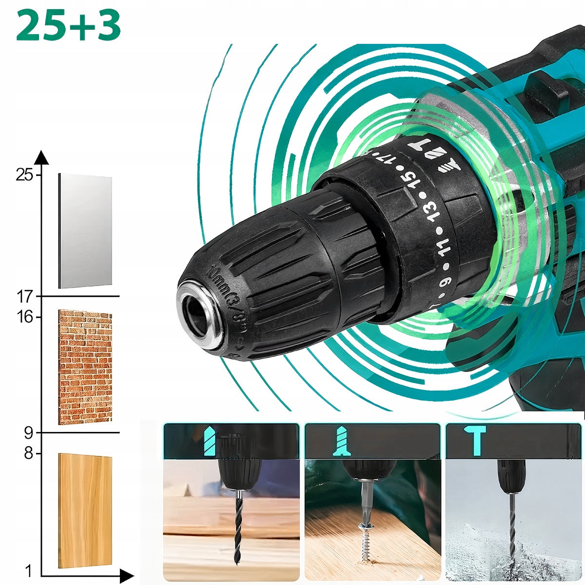 POWERFUL HAMMER CORDLESS DRILL 21V 2X AKU CASE SET Voltage (V) 21,6 V