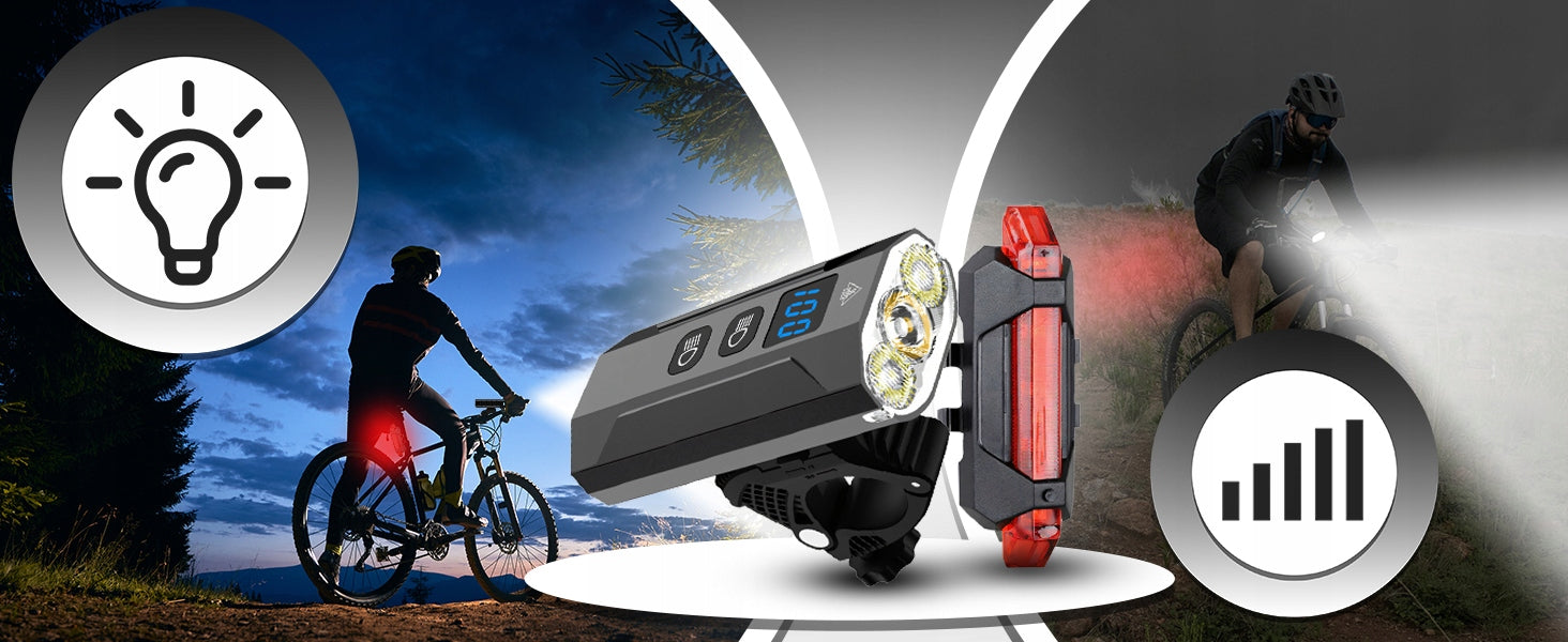 POWERFUL LED BIKE LIGHT 1300LM FLASHLIGHT 2500mAh FRONT + REAR POWERBANK Light source LED