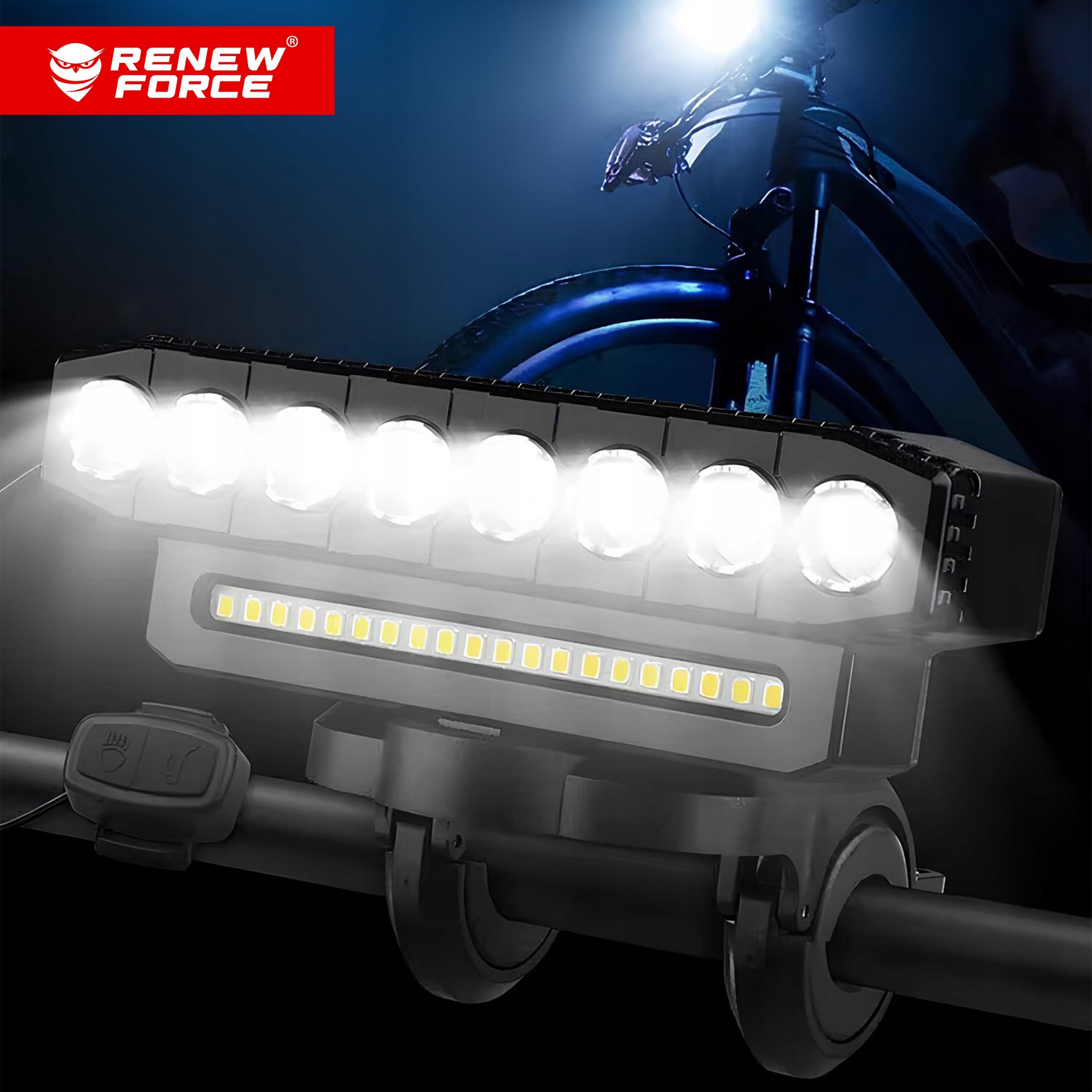POWERFUL LED BIKE LIGHT 4000mAh FRONT LIGHT USB-C WATERPROOF +BELL Packaging status original