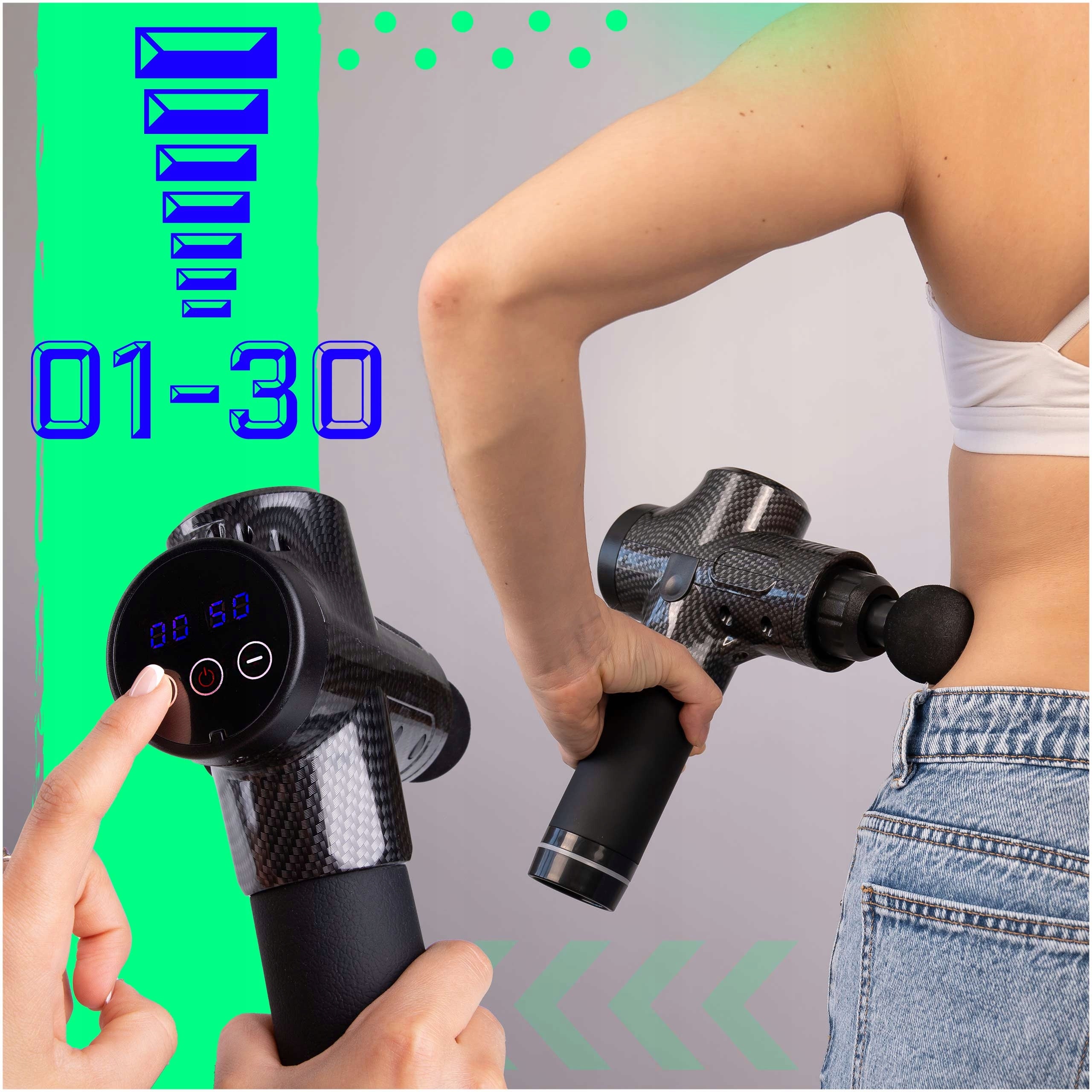 POWERFUL MASSAGE GUN Foot Body Back Massage Gun SET Manufacturer code Pistolet do masażu ciała pleców