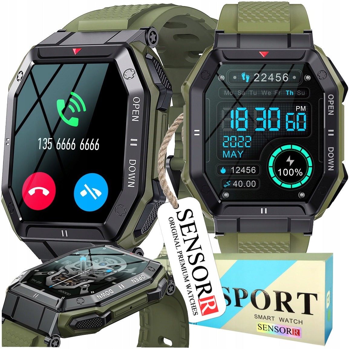 POWERFUL MILITARY MEN'S WATCH SMARTWATCH CALLS SMS POLISH MENU ORIGINAL