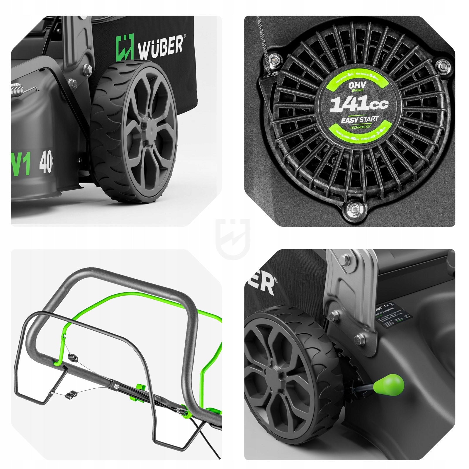 POWERFUL PETROL MOWER 3KM DRIVE ENGINE OHV+OIL 45L HEIGHT ADJUSTMENT 2IN1 Brand Wuber