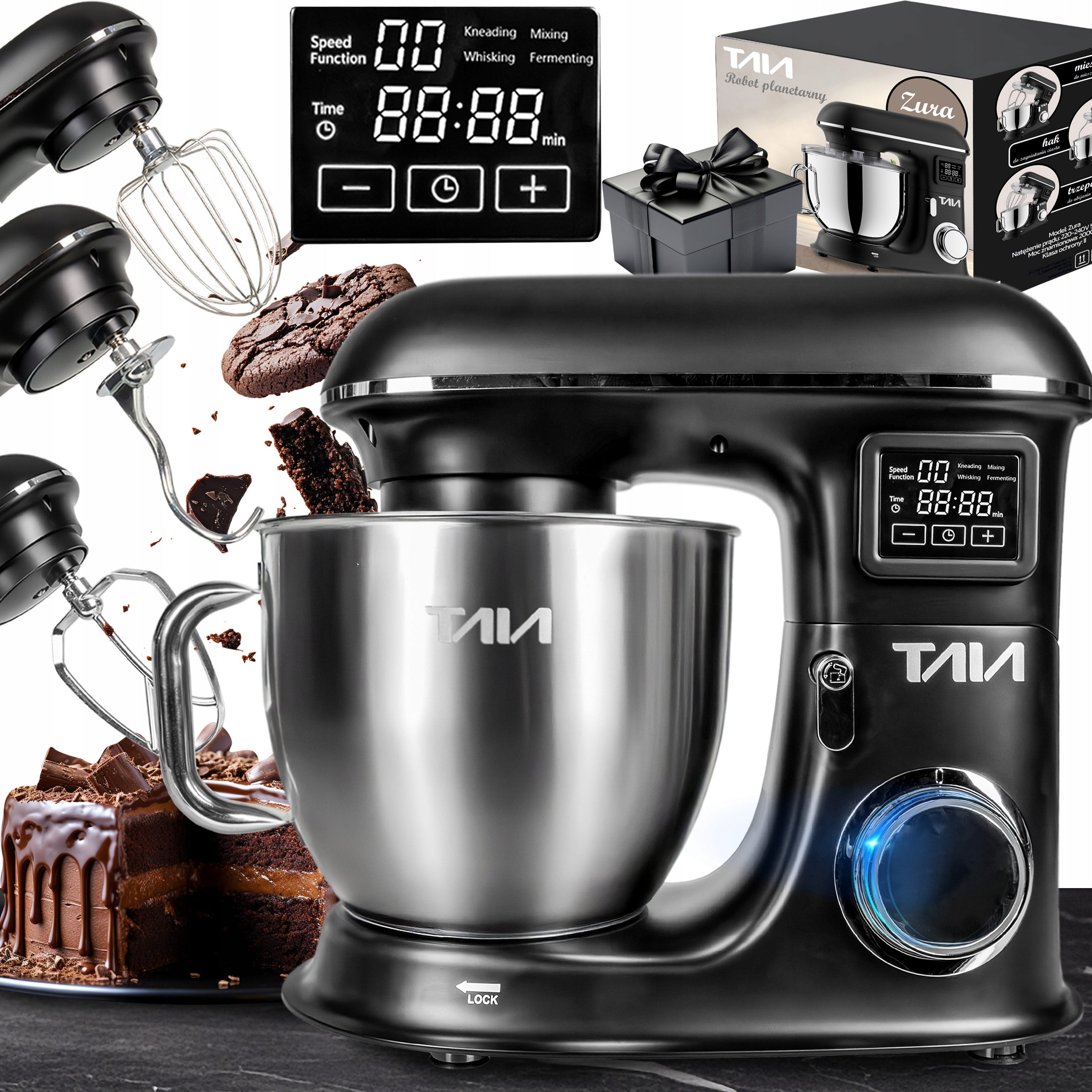 POWERFUL PLANETARY ROBOT TAIA ZURA KITCHEN 2000W LARGE BOWL 6,5L LED SET