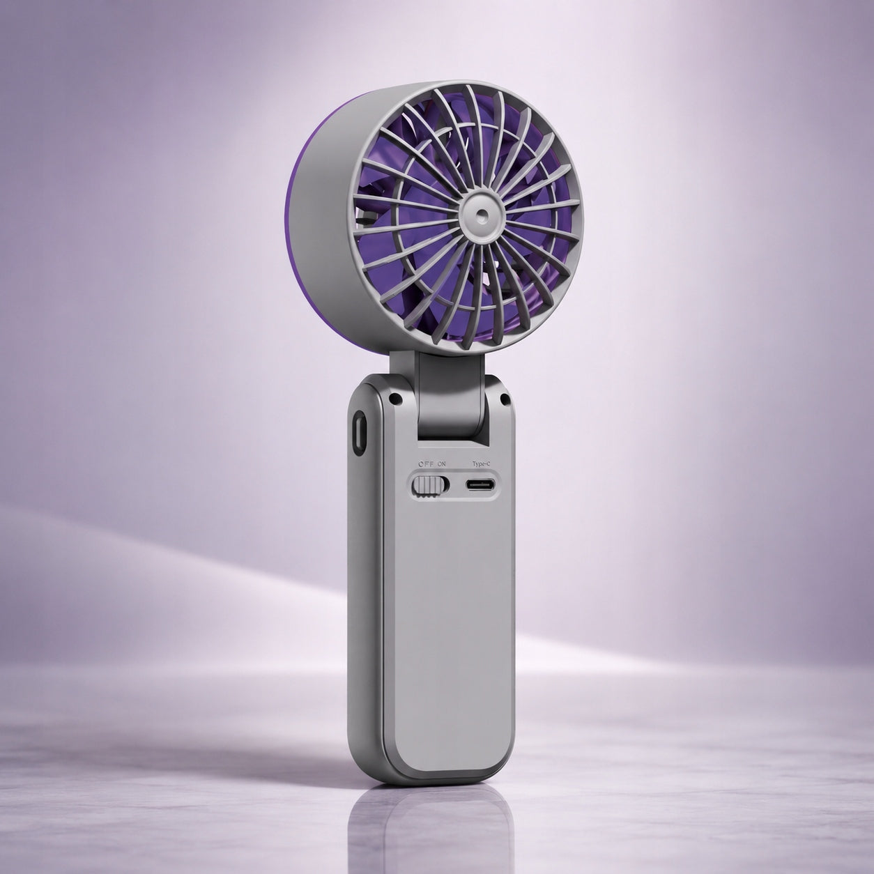 POWERFUL PORTABLE FAN FOLDING HANDHELD Fan USB-C LCD RECHARGEABLE Dominant color purple