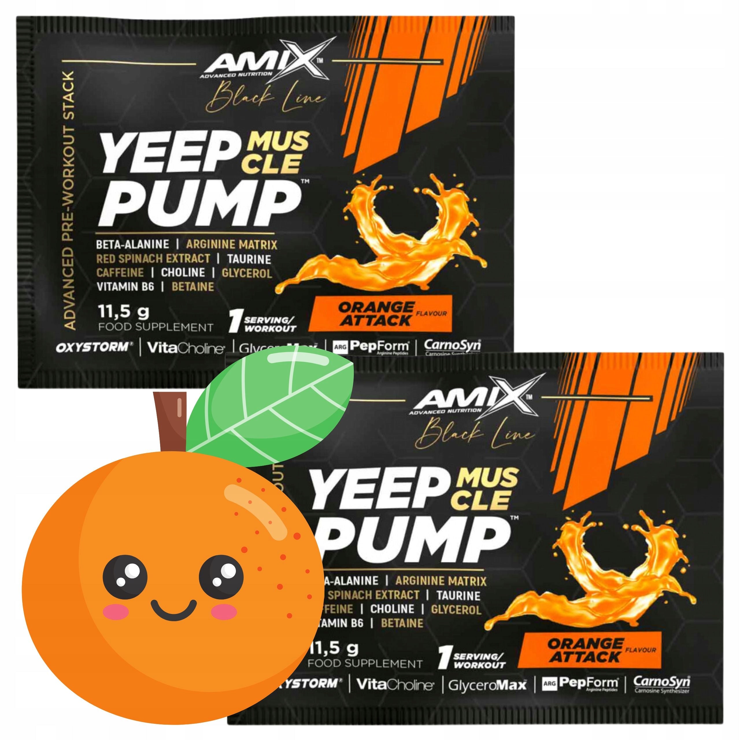 POWERFUL PRE-WORKOUT Pump Strength with Caffeine Orange Sachet x2