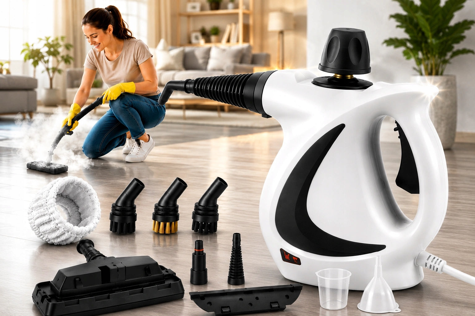POWERFUL STEAM CLEANER 1050W 3 BAR + 9 TIPS XXL STEAM CLEANER STEAM MOP Brand ZaoWanAn