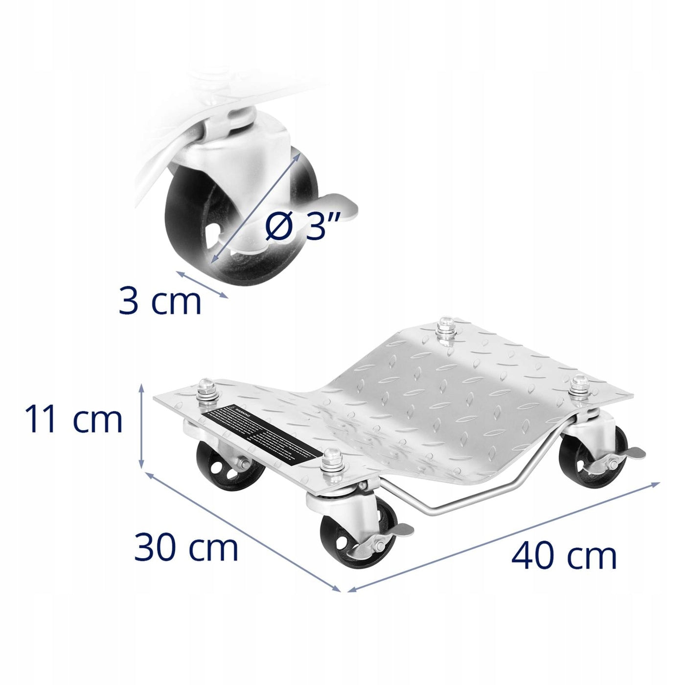 POWERFUL TROLLEY FOR VEHICLES UNDER WHEELS 680 kg STEEL x2 Type cart