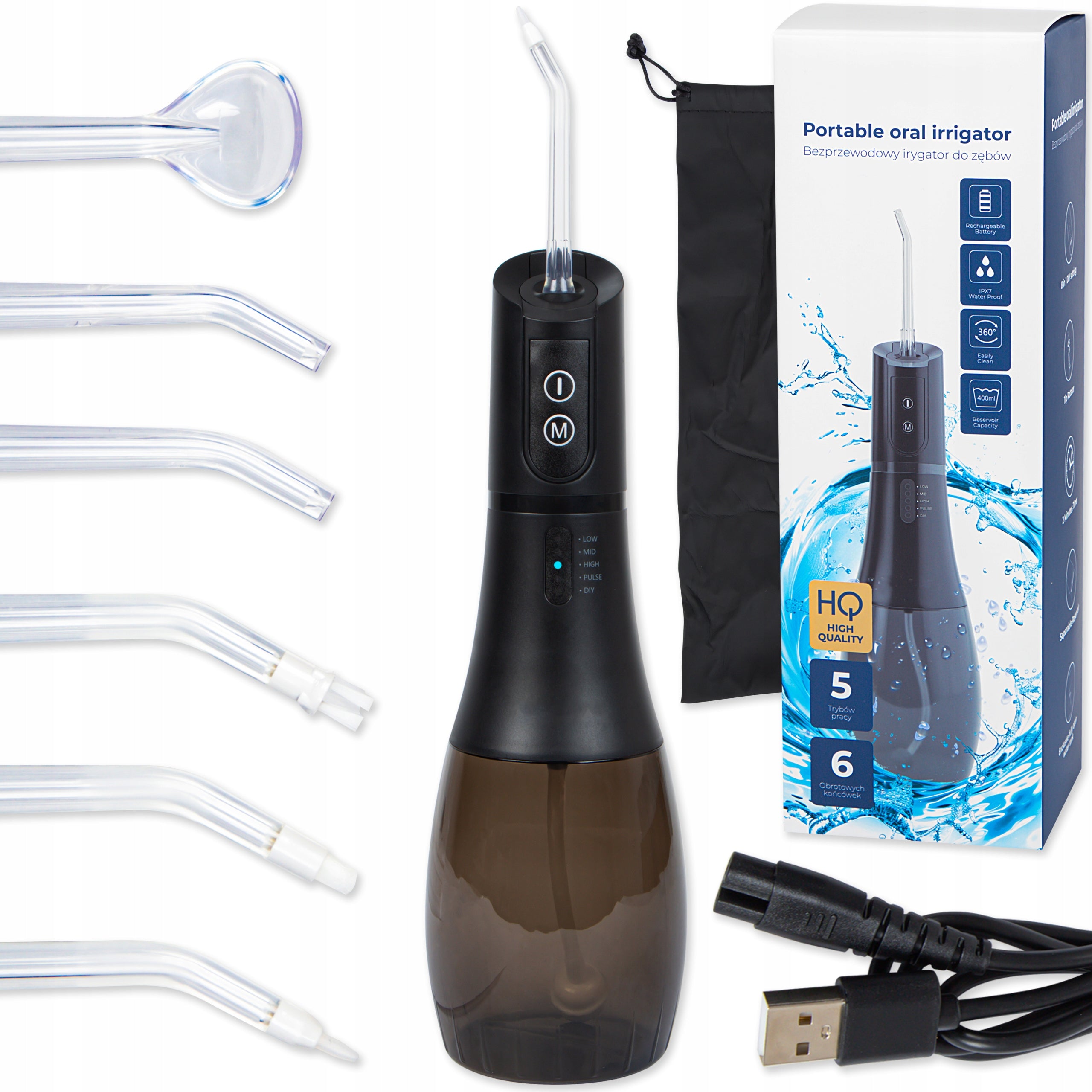 POWERFUL WIRELESS DENTAL IRRIGATOR 5 MODES 400ML + CASE