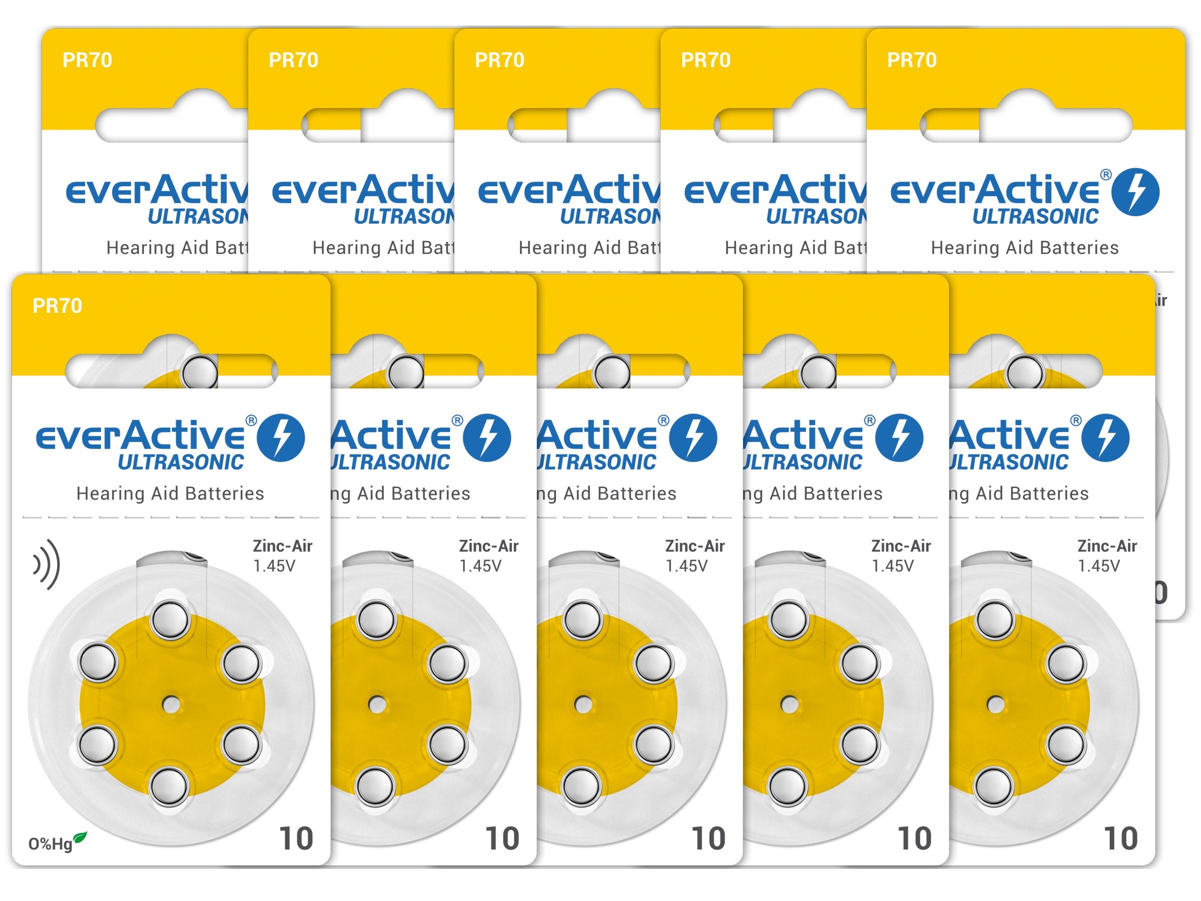 POWERFUL everActive 10 PR70 Hearing Aid Batteries - 60 Pieces