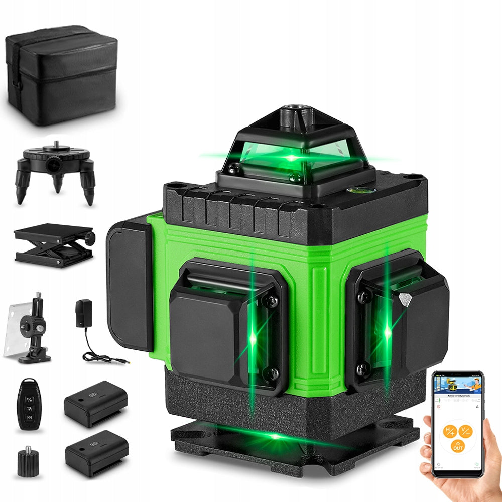 POZIOMICA LASEROWA 360° LASER KRZYZOWY 4D POZIOMNICA KRZYZOWY Laser 2x AKU