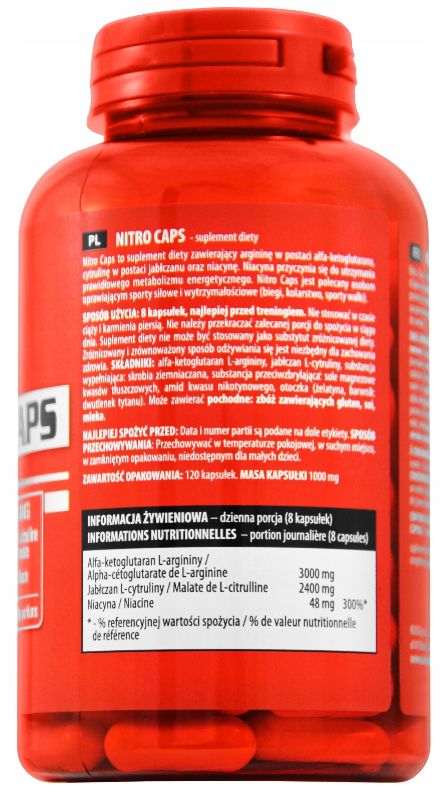 PRE-WORKOUT ENERGY power ARGININE Activlab Nitro Caps 120 kap Expiration date not specified