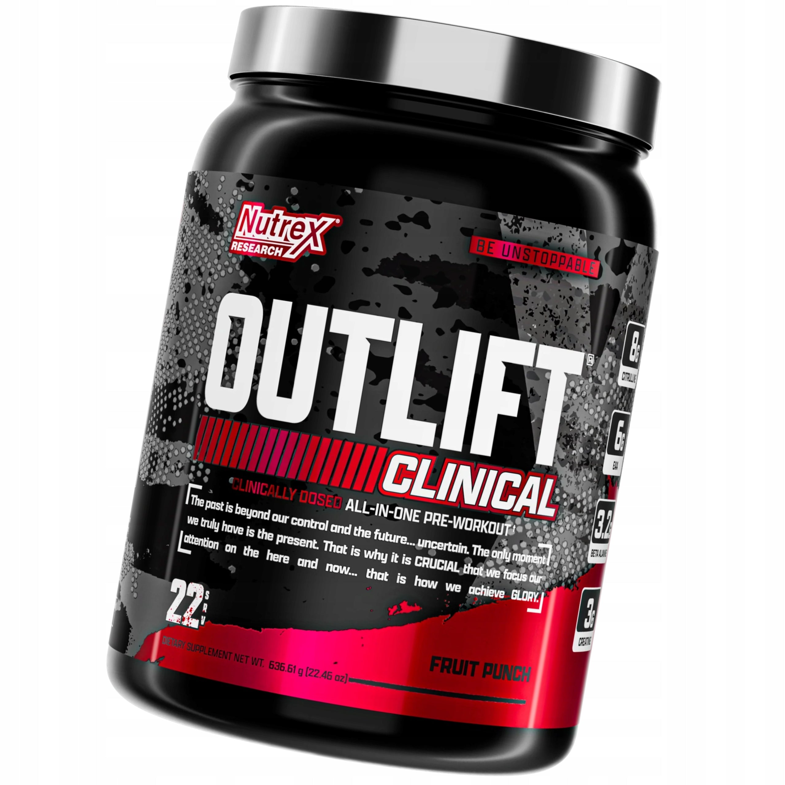PRE-WORKOUT OUTLIFT CLINICAL NUTREX PUMP STRENGTH POWER STIMULATION 636g