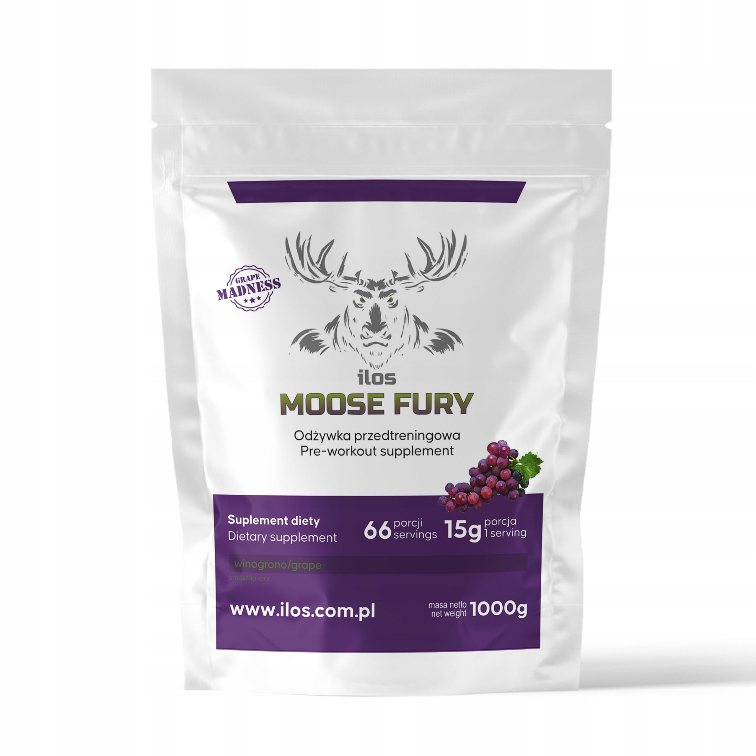 PRE-WORKOUT PRE-WORKOUT 1000g 1kg GRAPE MOOSE FURY ELK FURY ilos