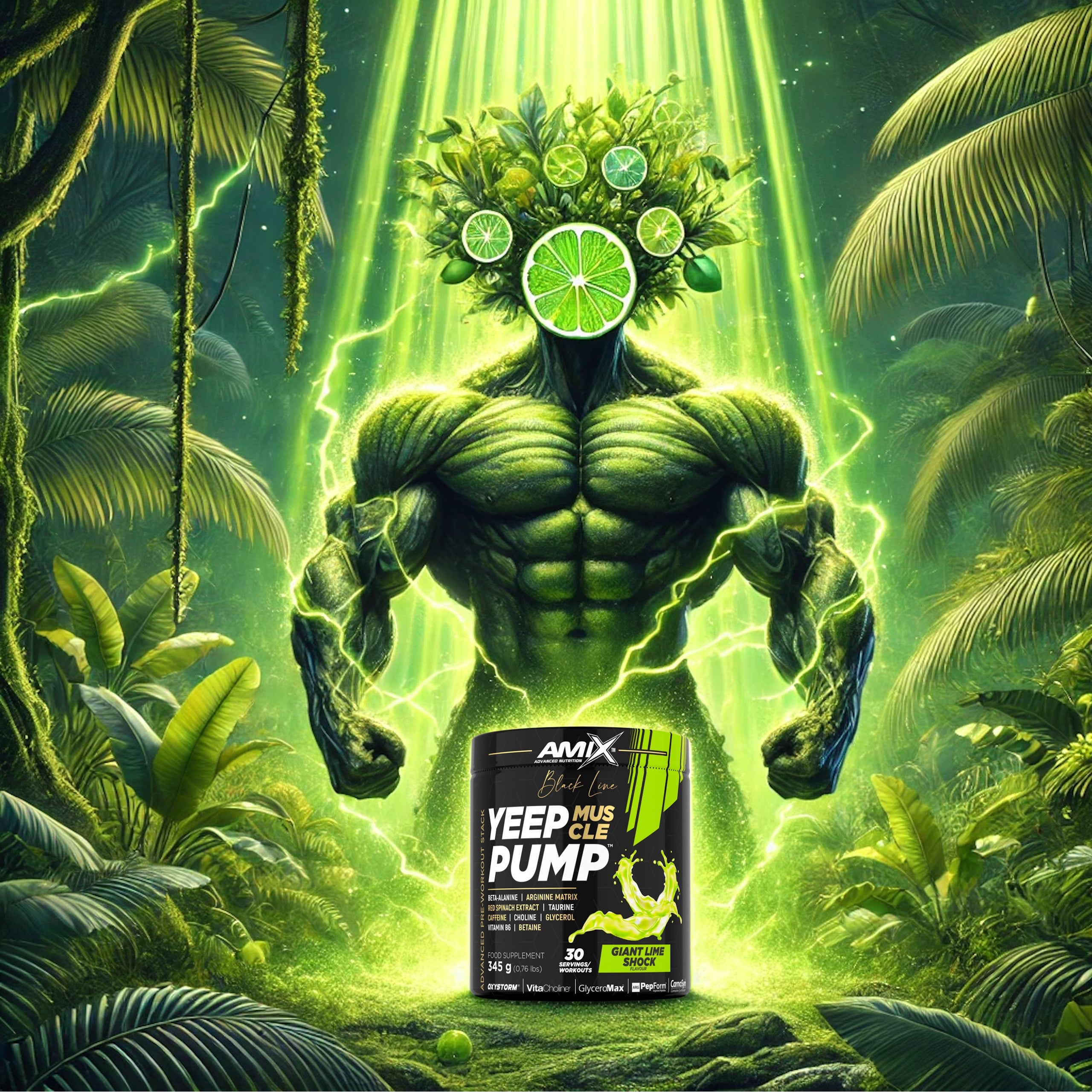 PRE-WORKOUT PUMP Caffeine Stimulation Strength Lime Sachet Packaging status original