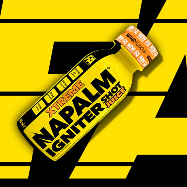 PRE-WORKOUT SHOT 12x 120ml MIX OF FLAVORS XTREME NAPALM JUICE CAFFEINE FA Expiration date at least six months from the date of purchase