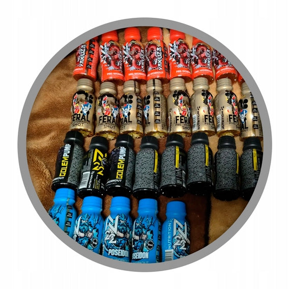 PRE-WORKOUT SHOT MIX OF FLAVORS 12x100ml GOLEM PUMP POSEIDON YAKUZA FERAL Packaging status original