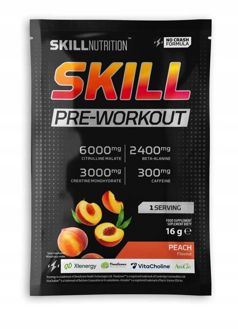 PRE-WORKOUT SKILL PRE-WORKOUT, PEACH - 16G (1 SACHET) SKILL