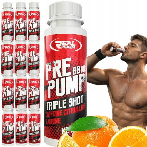 PRE-WORKOUT alanine taurine caffeine REAL PHARM PRE PUMP SHOT 80ml x12