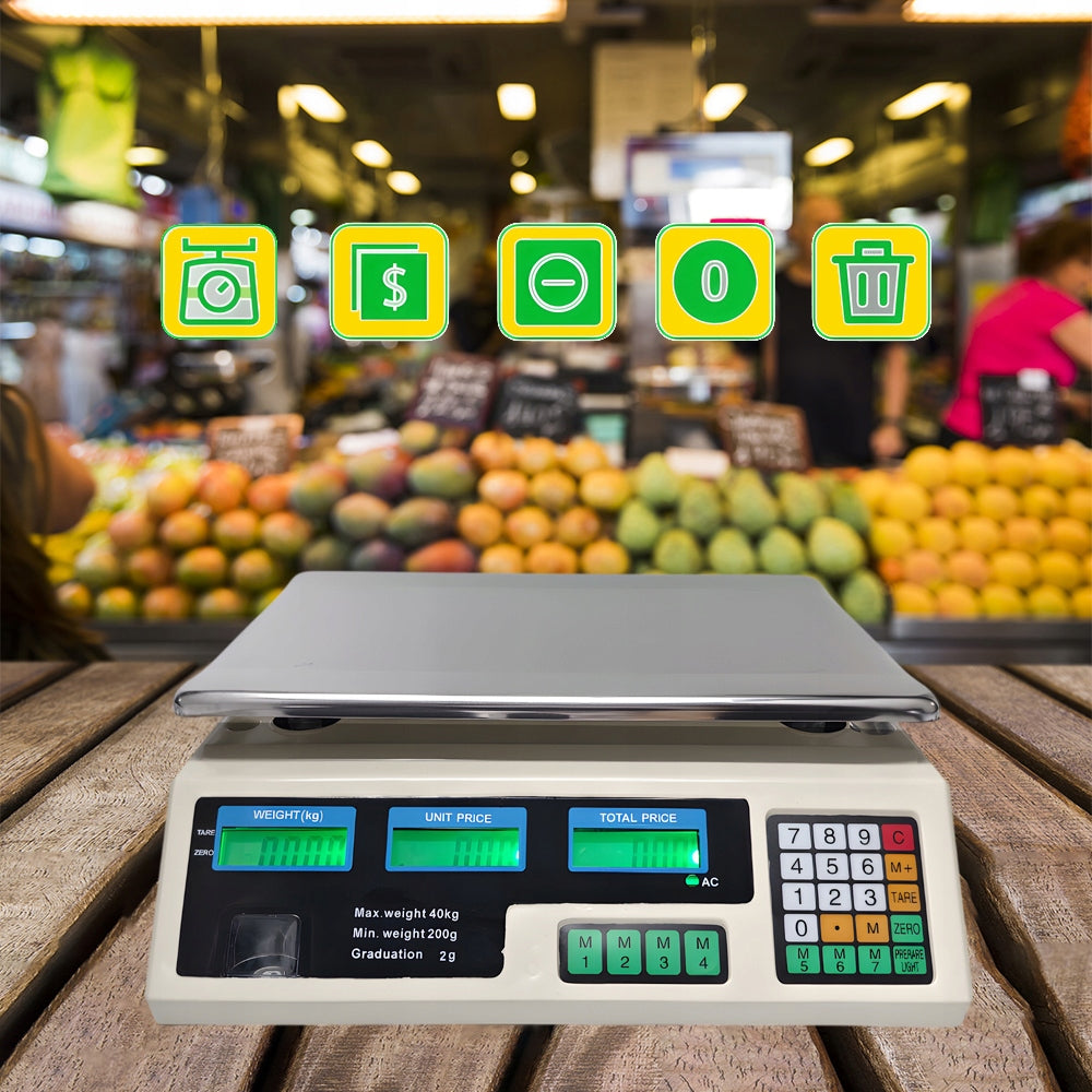 PRECISION ELECTRONIC SCALE LCD 40KG FOR SUPERMARKET STORE GROCERY DINING ROOM Packaging status original