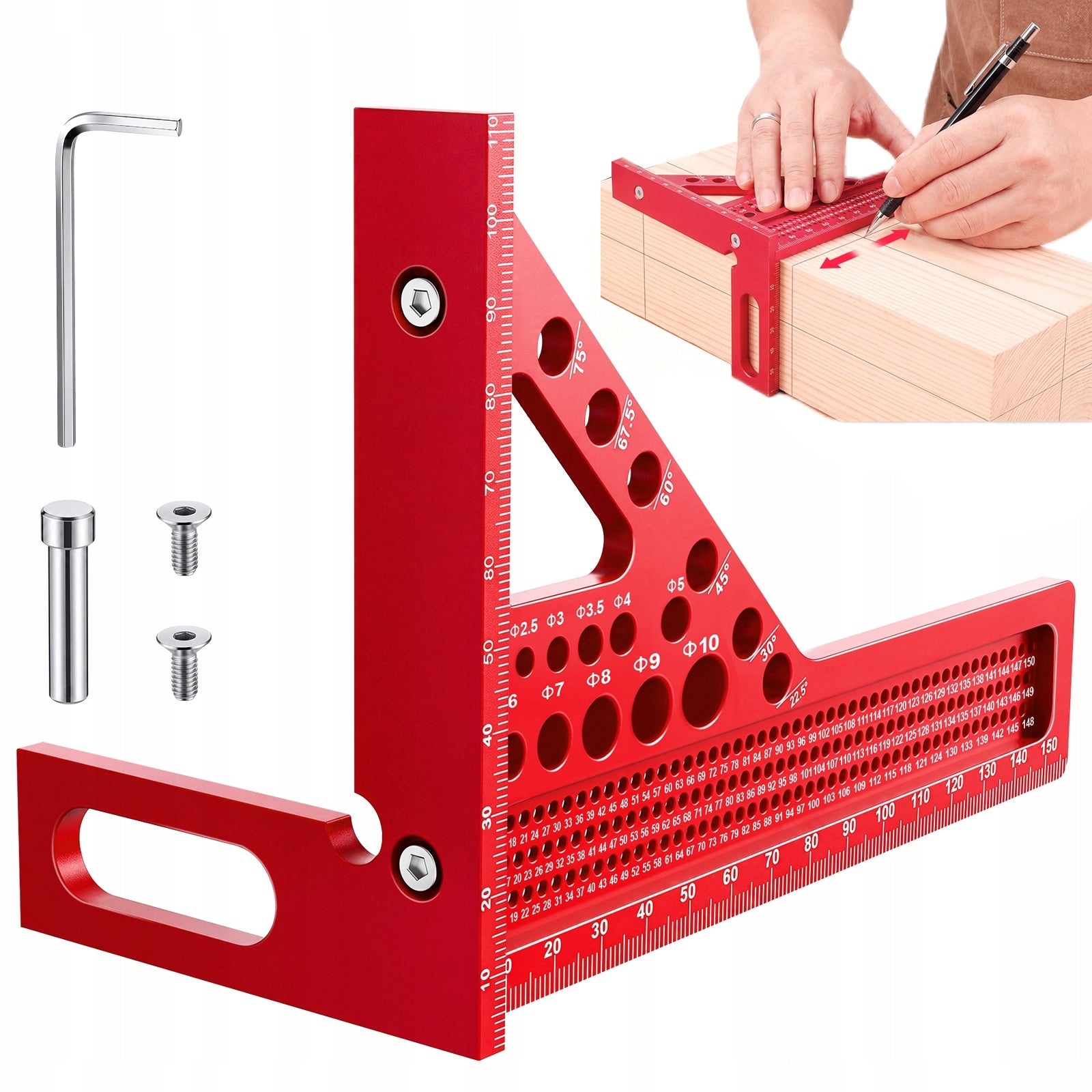 PRECISION METAL CARPENTRY ANGLE FOR 3D WOOD MEASUREMENT AND MARKING