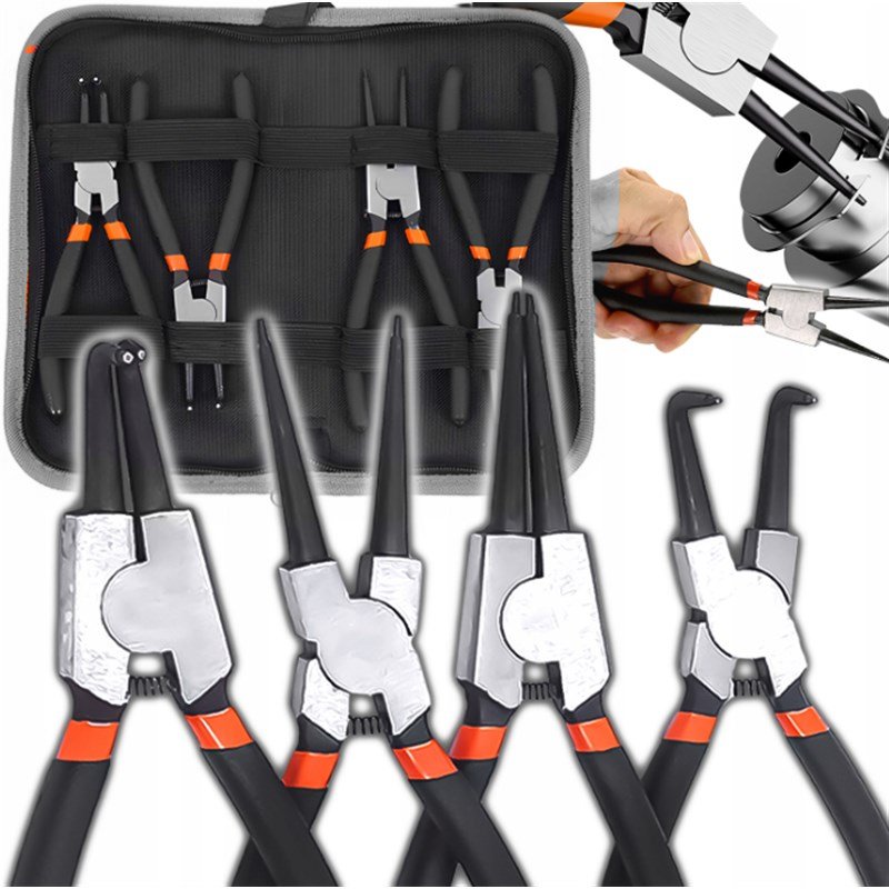 PRECISION PLIERS SET OF 4 TOOLS CASE BENT STRAIGHT