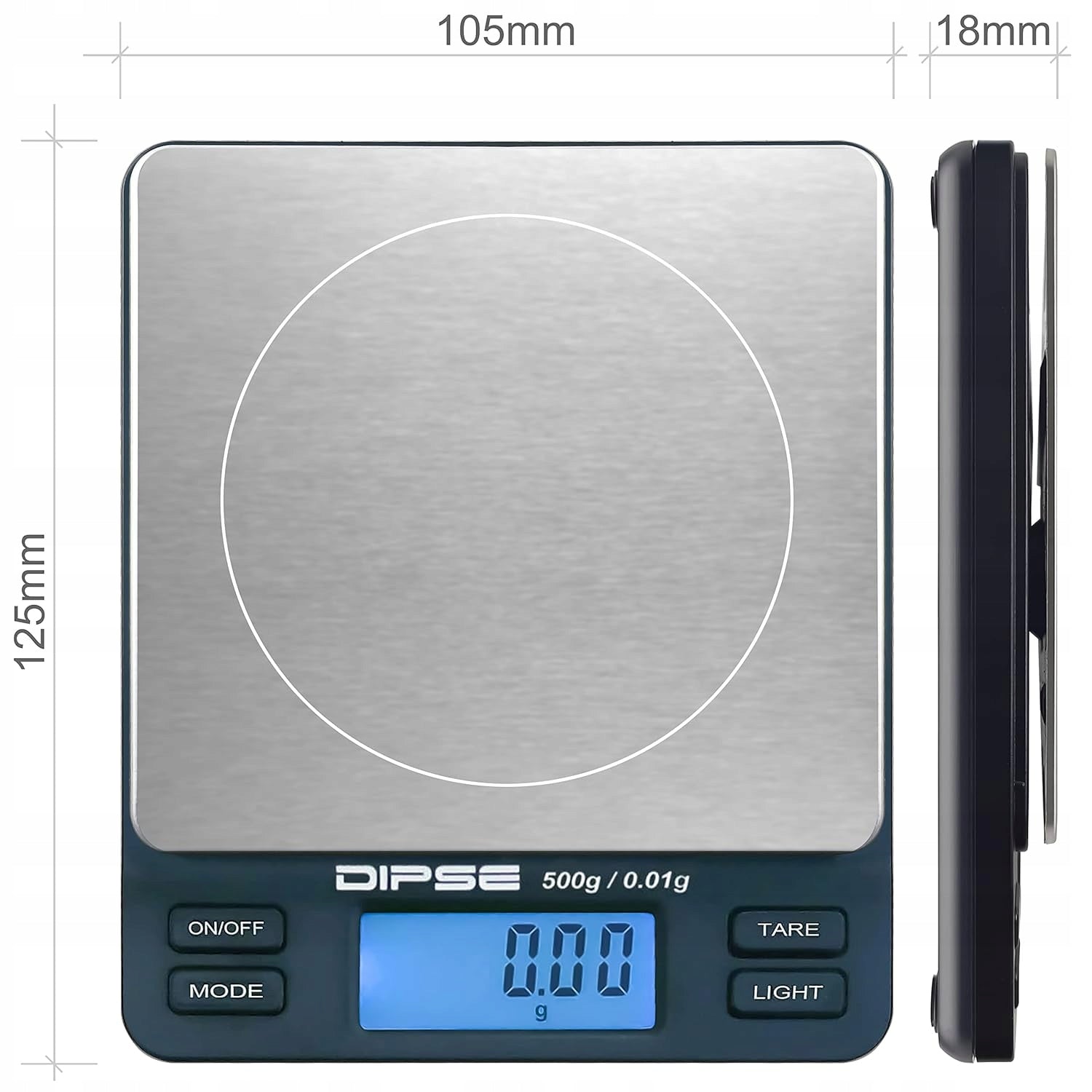 PRECISION POCKET SCALE 500 G X 0,01 G WITH LARGE PAN AND COVER + TARA Manufacturer code 5907225485559