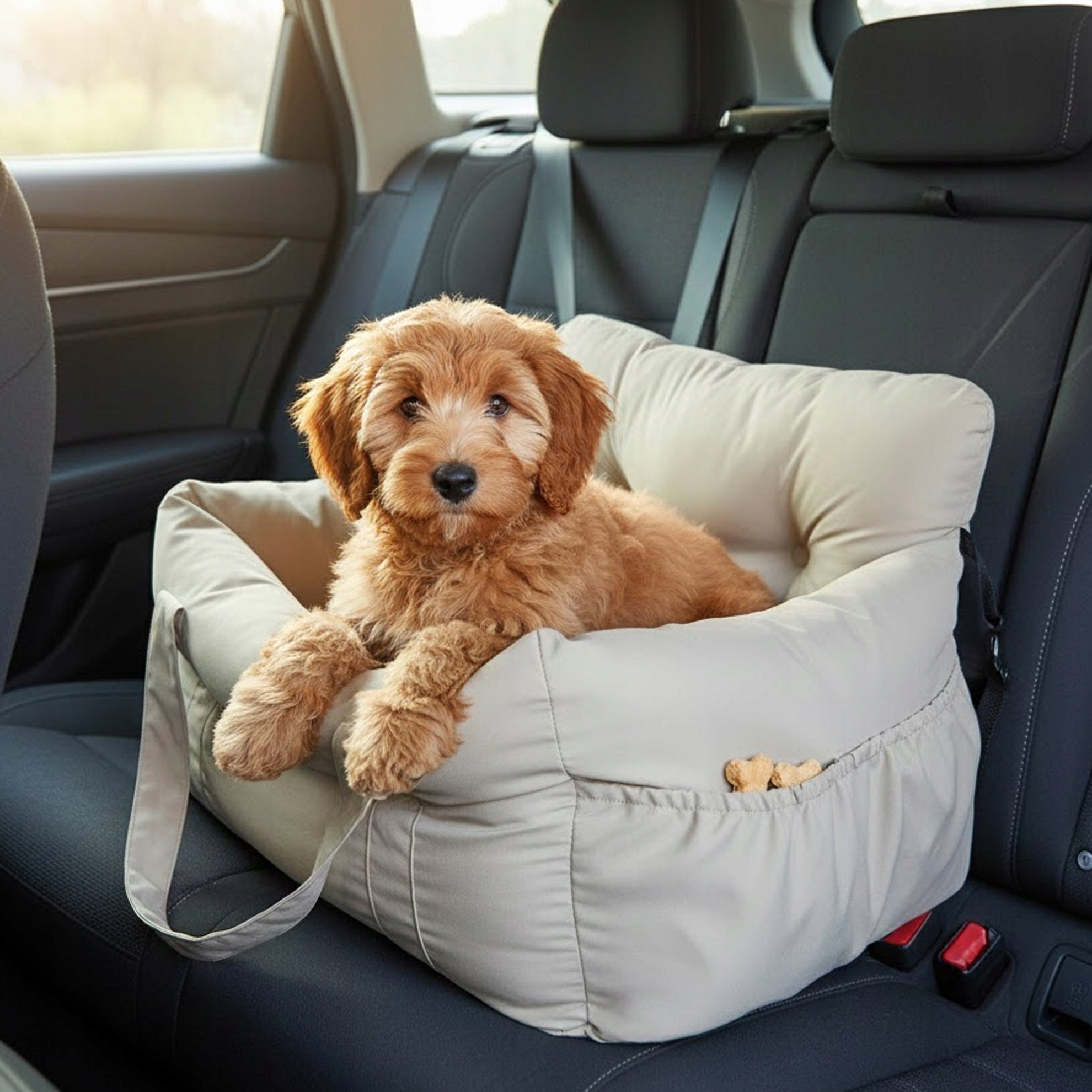 PREMIUM 2IN1 CARRYING BAG FOR CAT DOG 50x50cm CAR SEAT Color beige