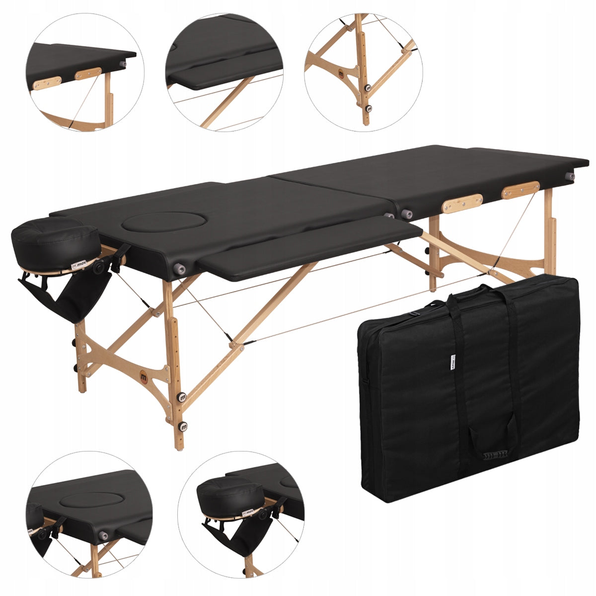 PREMIUM AYA - TABLE MASSAGE BED WITH SOUND Polish WIDE LONG WITH SHELVES