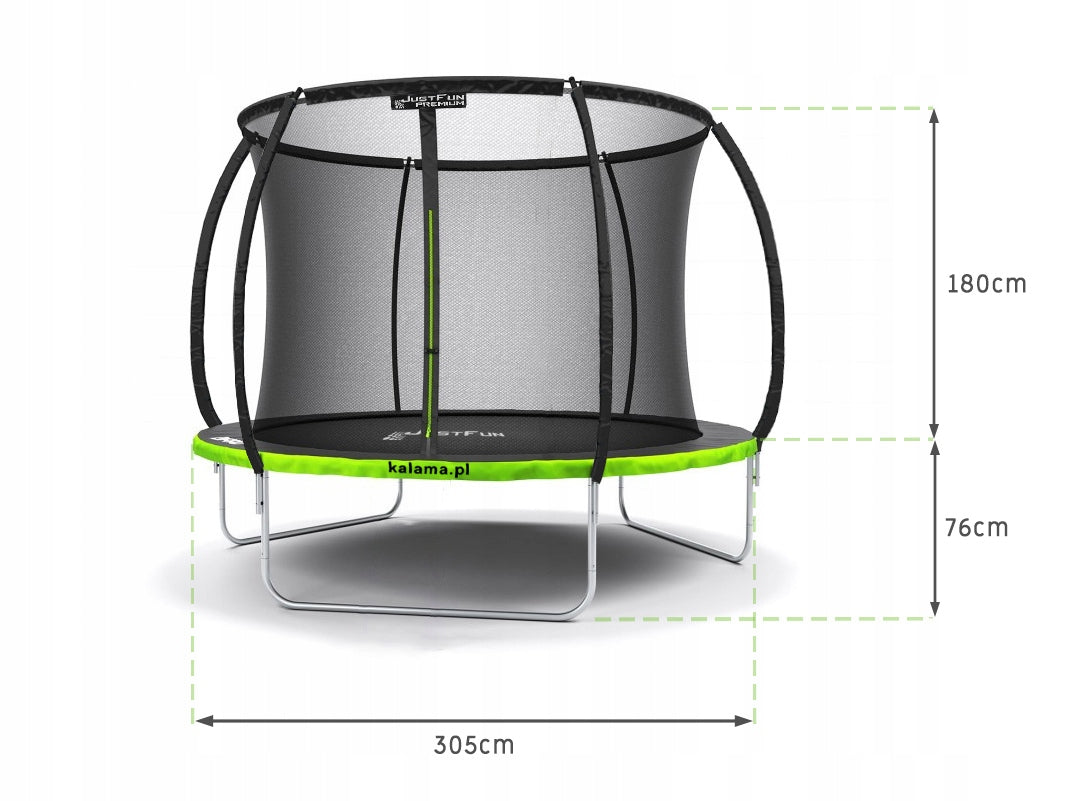 PREMIUM GARDEN TRAMPOLINE BLACK JUST FUN 10FT-305CM Height from ground level 68 cm