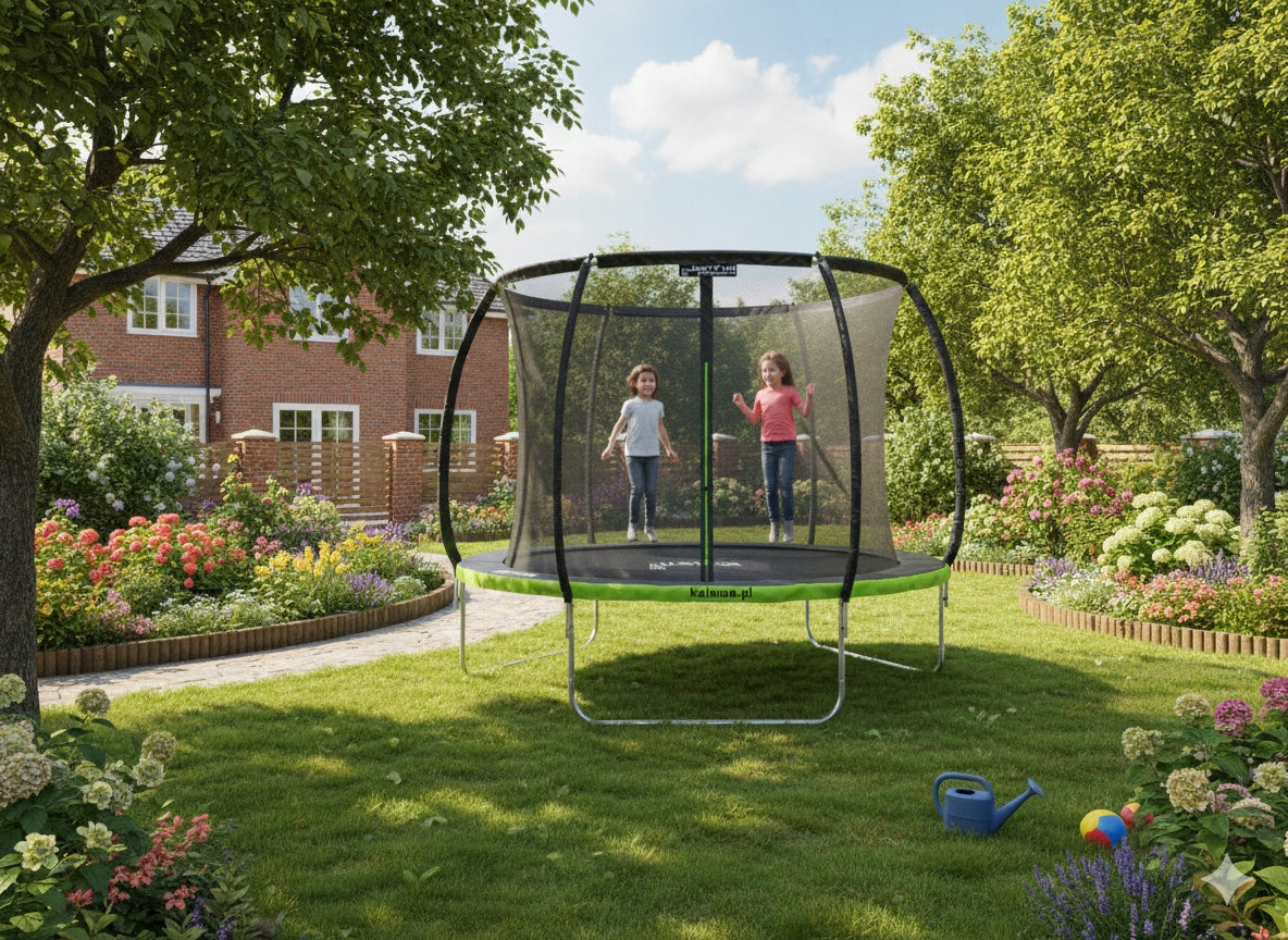 PREMIUM HOME GARDEN TRAMPOLINE FOR KIDS REINFORCED STABLE 8FT-244CM Net height 165 cm
