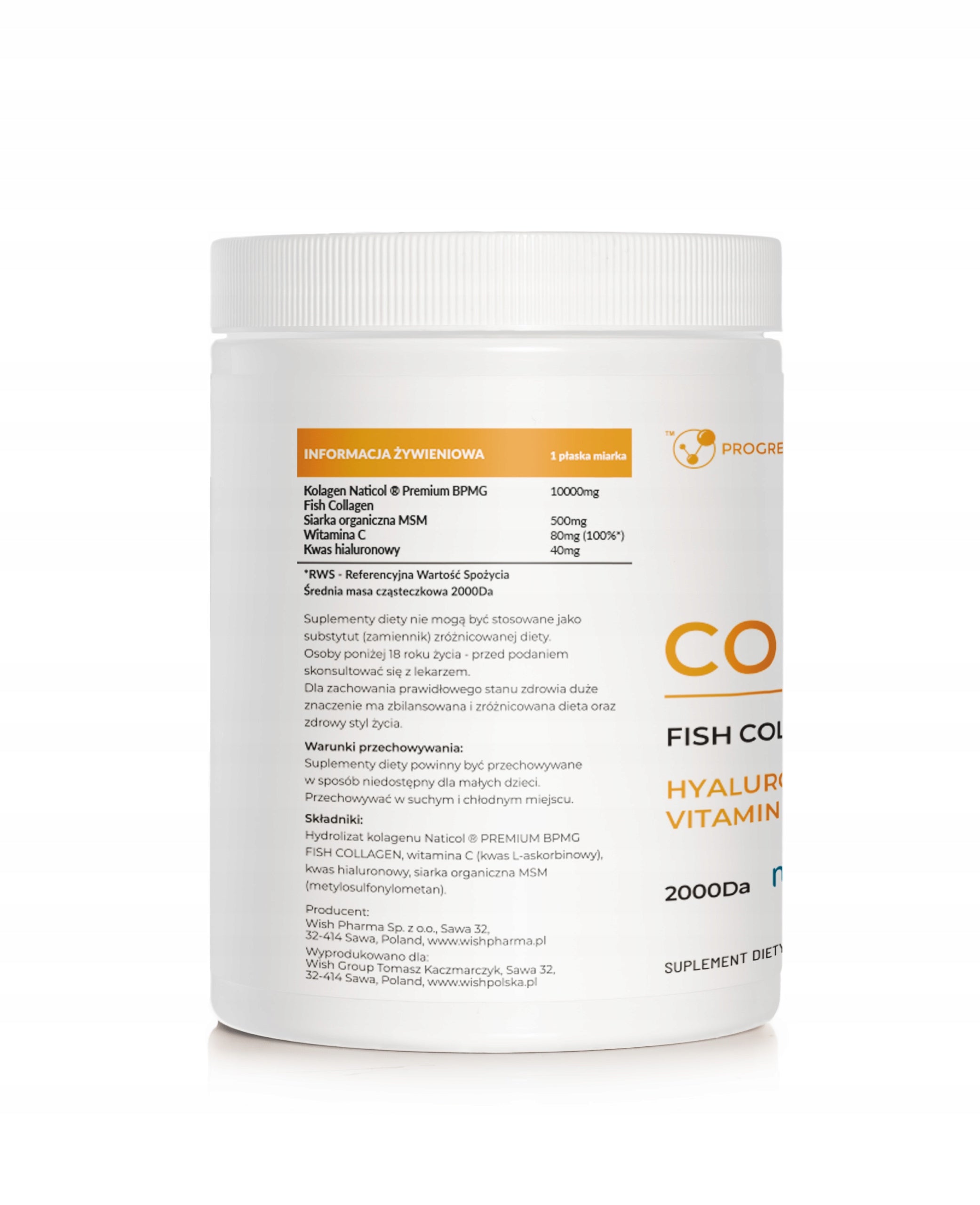 PREMIUM NATURAL COLLAGEN 10000 MG HA MSM VIT C 400 G - PROGRESS LABS EAN (GTIN) 5907709722156